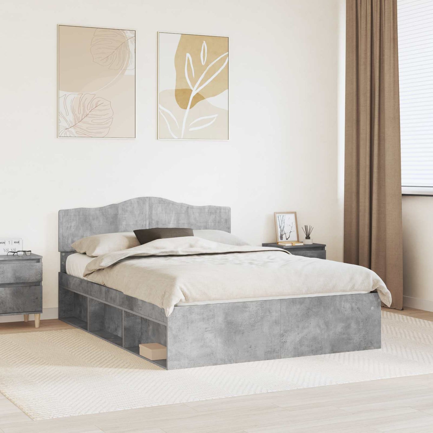 Bedframe met hoofdeinde Beton 160 x 200 cm Massief grenenhout is nu te koop bij PeponiXL, paradijselijk wonen!