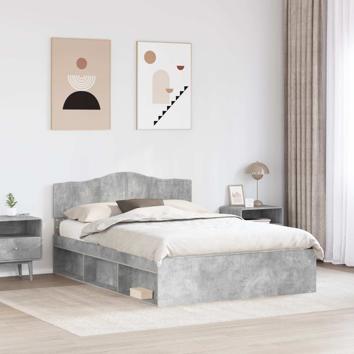 Bedframe met hoofdeinde Beton 160 x 200 cm Massief grenenhout is nu te koop bij PeponiXL, paradijselijk wonen!