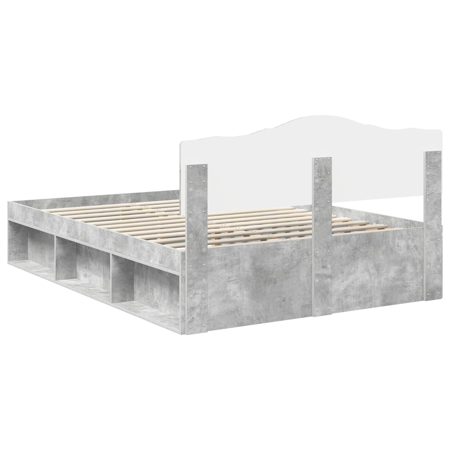 Bedframe met hoofdeinde Beton 160 x 200 cm Massief grenenhout is nu te koop bij PeponiXL, paradijselijk wonen!