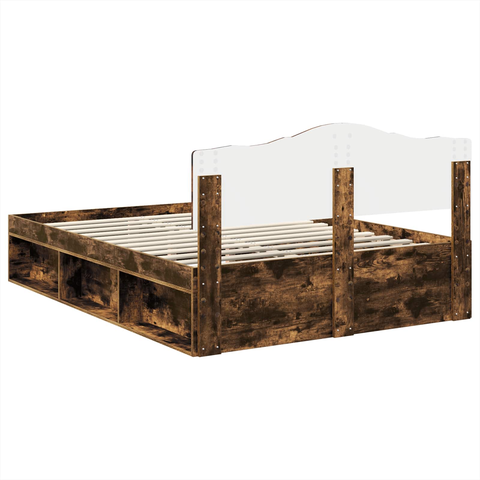 Bedframe Gerookt eiken 160 x 200 cm Massief grenenhout is nu te koop bij PeponiXL, paradijselijk wonen!