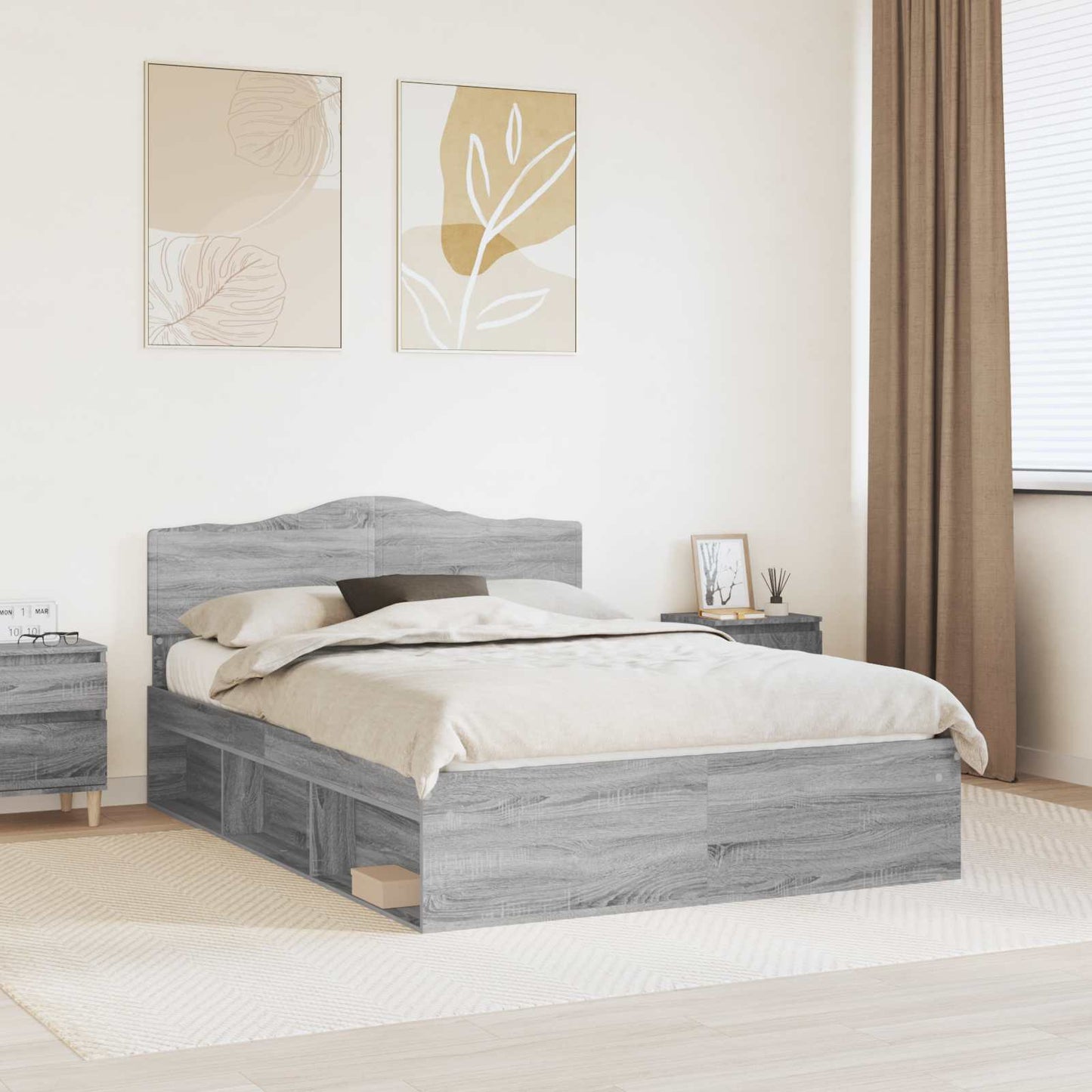 Bedframe Grijs Sonoma 160 x 200 cm Massief grenenhout is nu te koop bij PeponiXL, paradijselijk wonen!