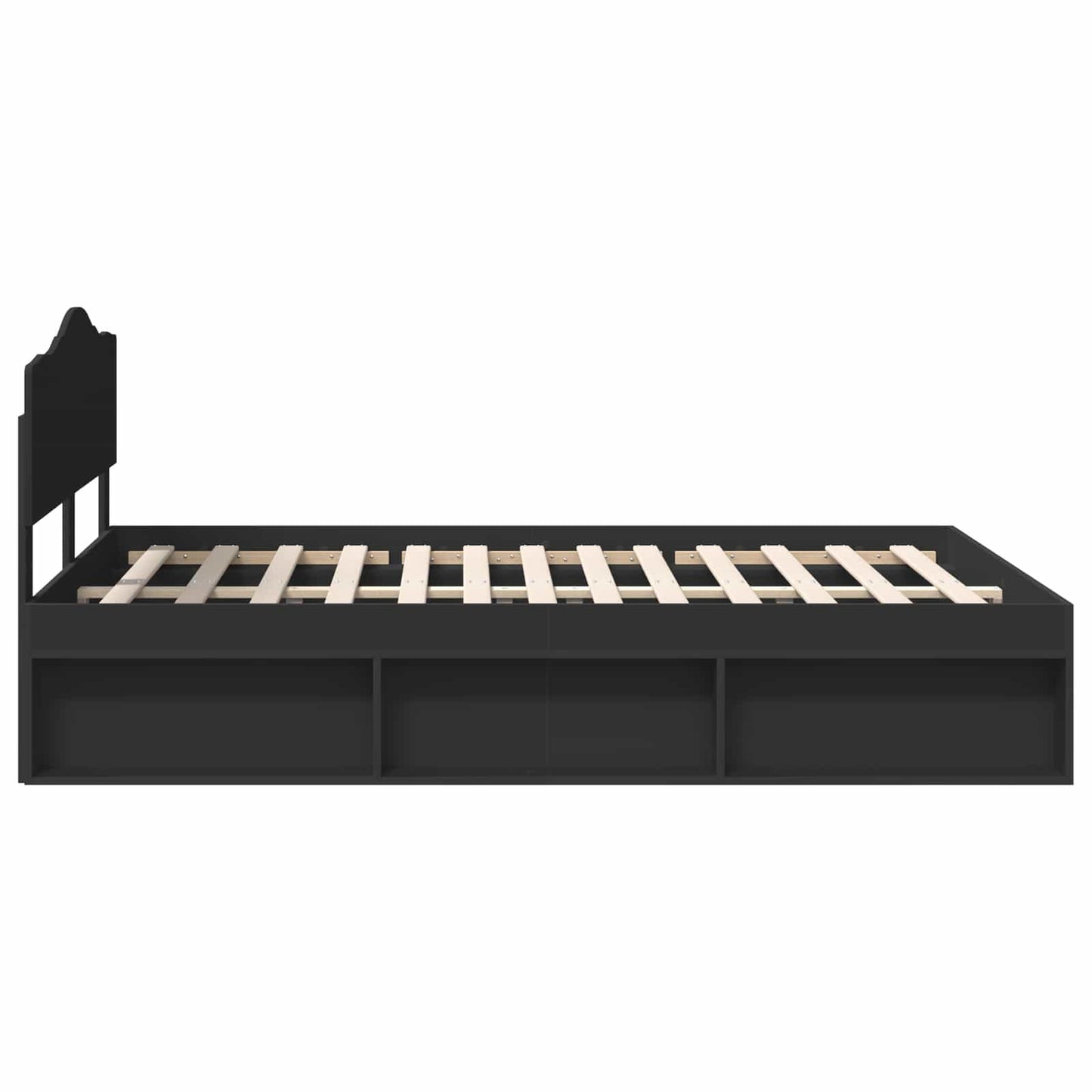 Bedframe met hoofdeinde Zwart 150 x 200 cm Massief grenenhout is nu te koop bij PeponiXL, paradijselijk wonen!