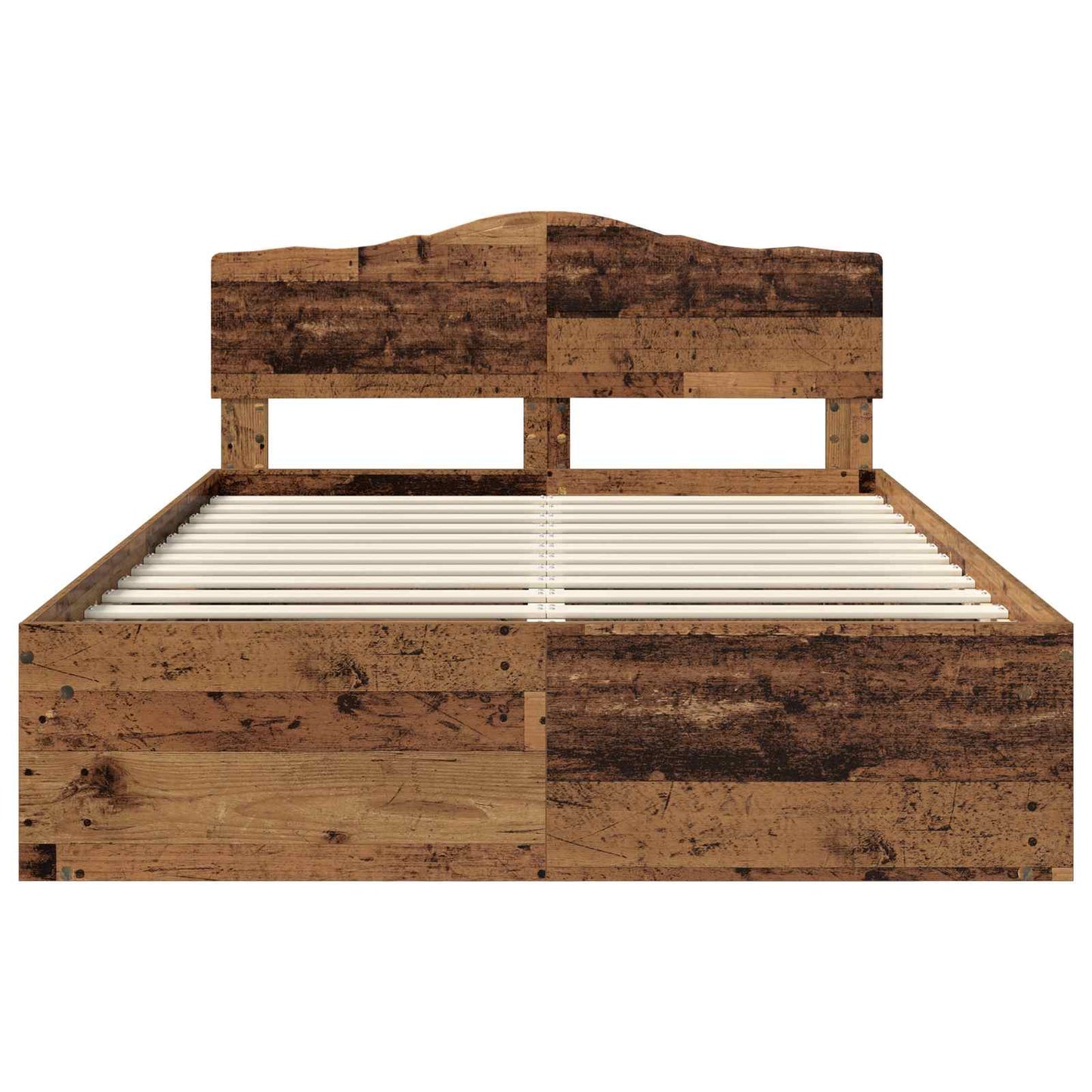 Bedframe met hoofdeinde Oudhout 150 x 200 cm Massief grenenhout is nu te koop bij PeponiXL, paradijselijk wonen!
