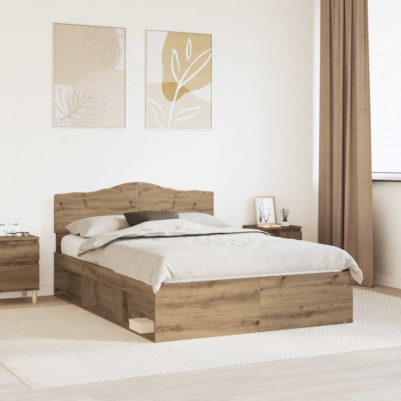 Bedframe Ambachtelijk eiken 150 x 200 cm Massief grenenhout is nu te koop bij PeponiXL, paradijselijk wonen!