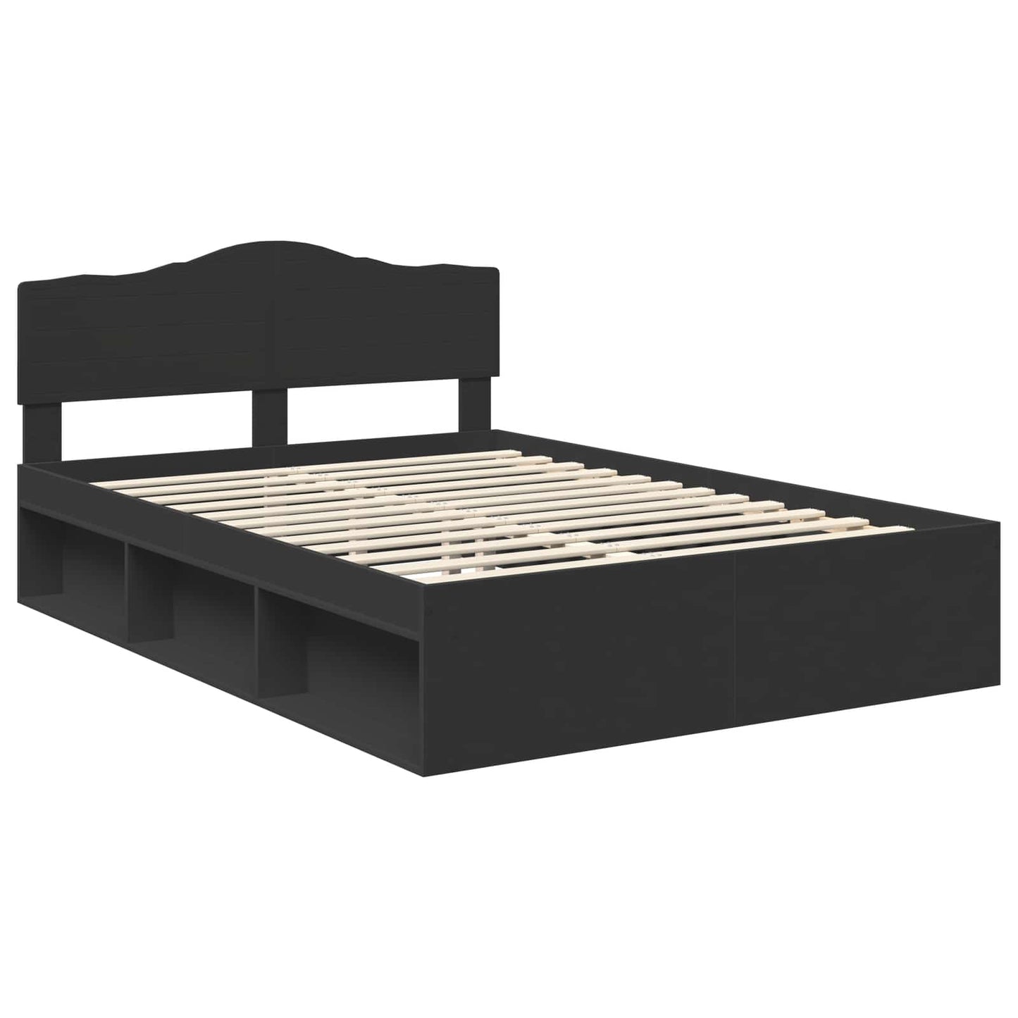 Bedframe met hoofdeinde Zwart 140 x 200 cm Massief grenenhout is nu te koop bij PeponiXL, paradijselijk wonen!