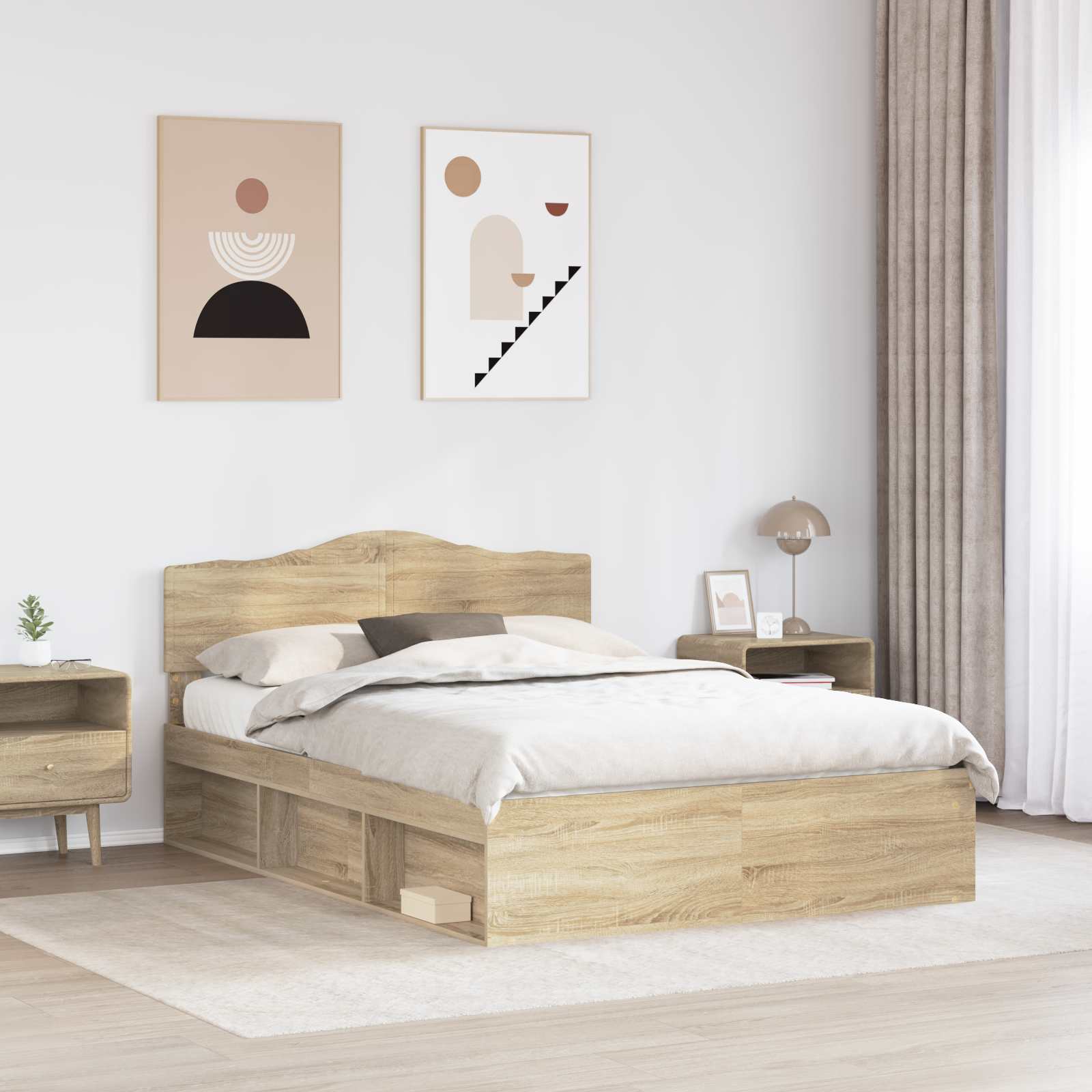 Bedframe met hoofdeinde Sonoma 140 x 200 cm Massief grenenhout is nu te koop bij PeponiXL, paradijselijk wonen!