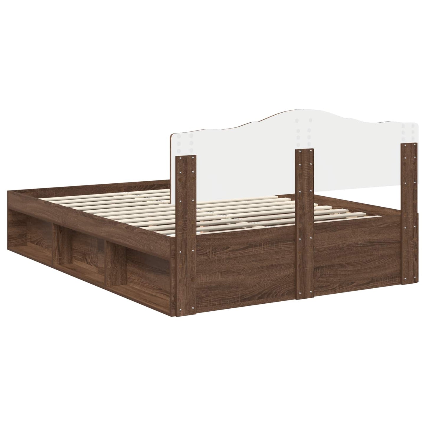 Bedframe Bruin Eiken 140 x 200 cm Massief grenenhout is nu te koop bij PeponiXL, paradijselijk wonen!