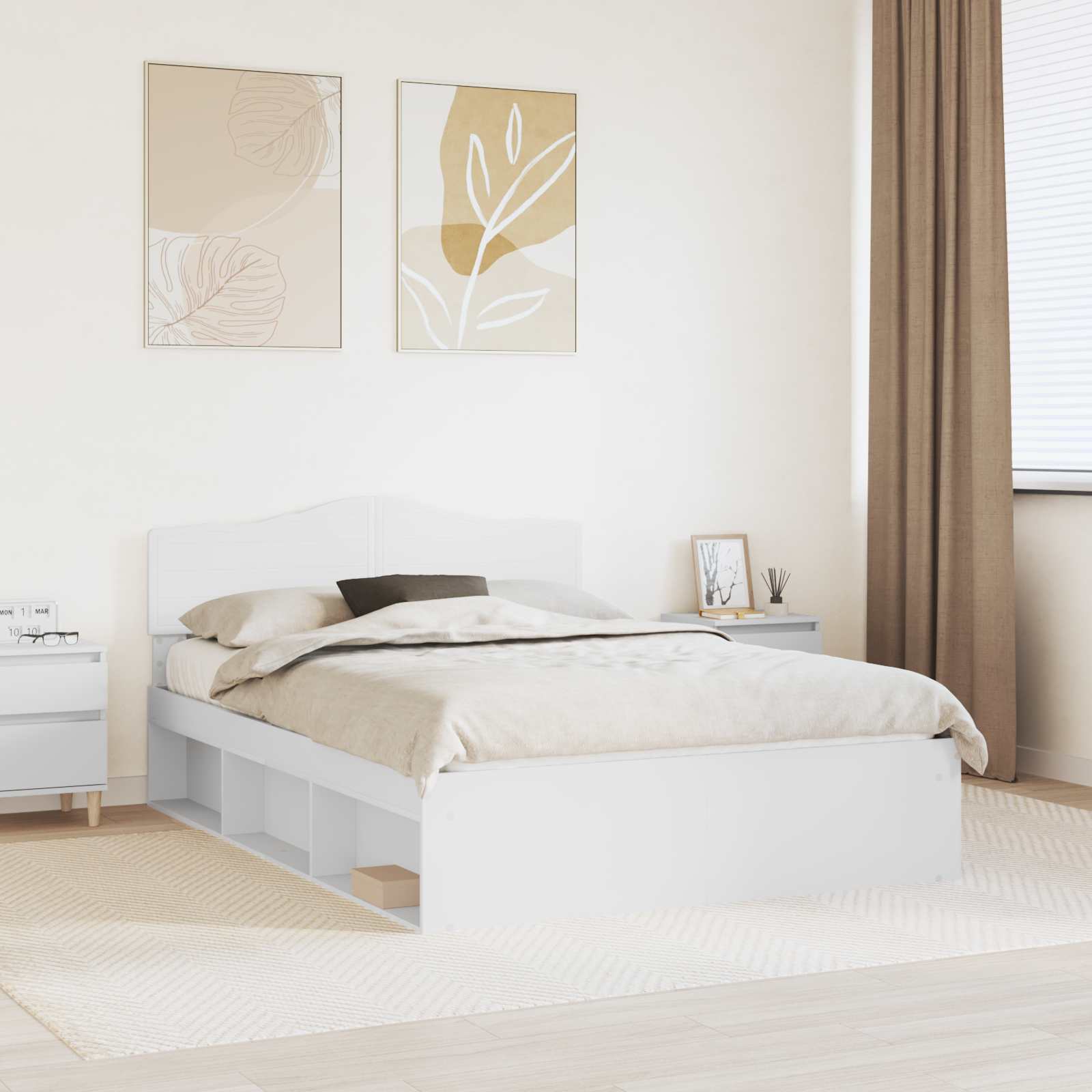 Bedframe met hoofdeinde Wit 140 x 190 cm Massief grenenhout is nu te koop bij PeponiXL, paradijselijk wonen!