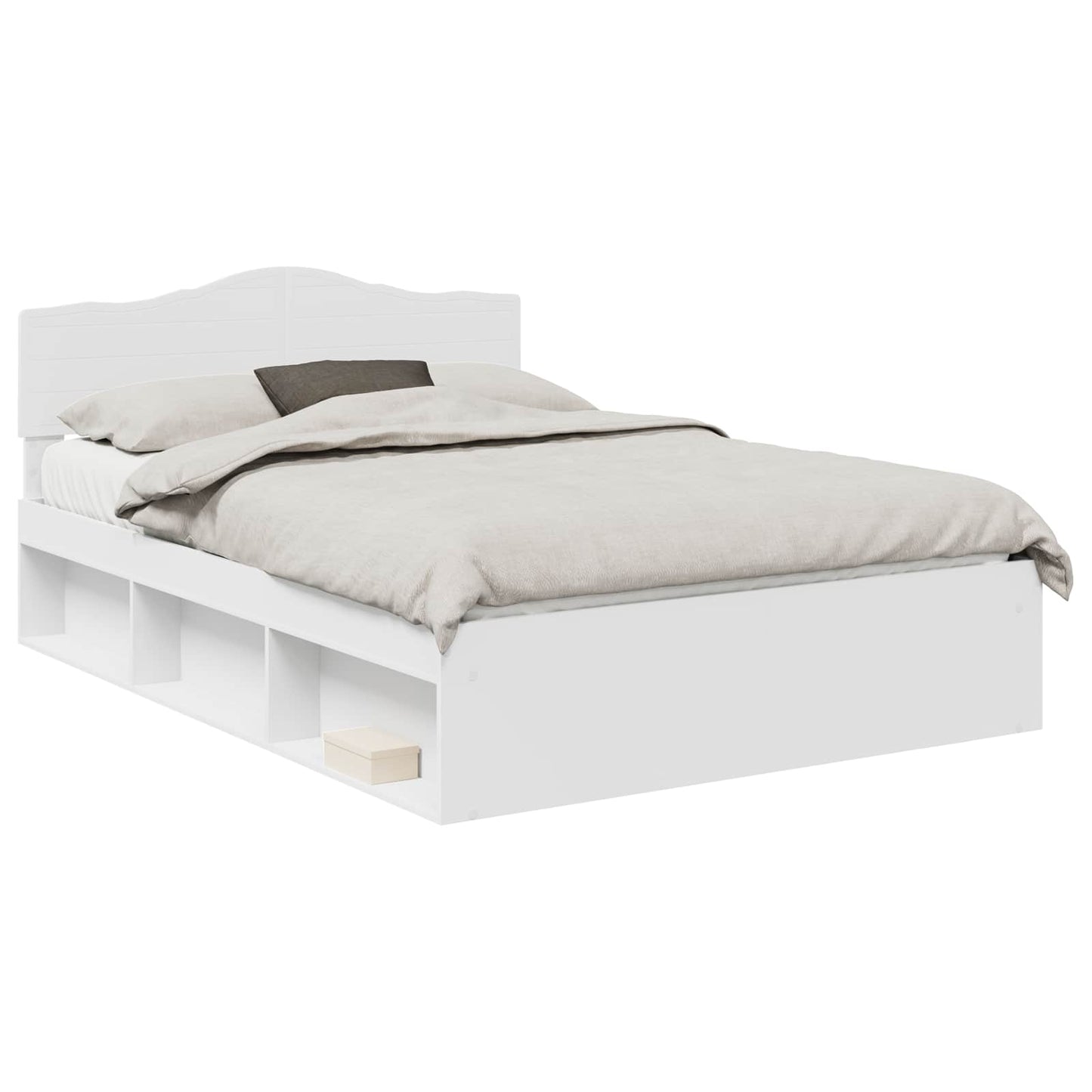 Bedframe met hoofdeinde Wit 140 x 190 cm Massief grenenhout is nu te koop bij PeponiXL, paradijselijk wonen!