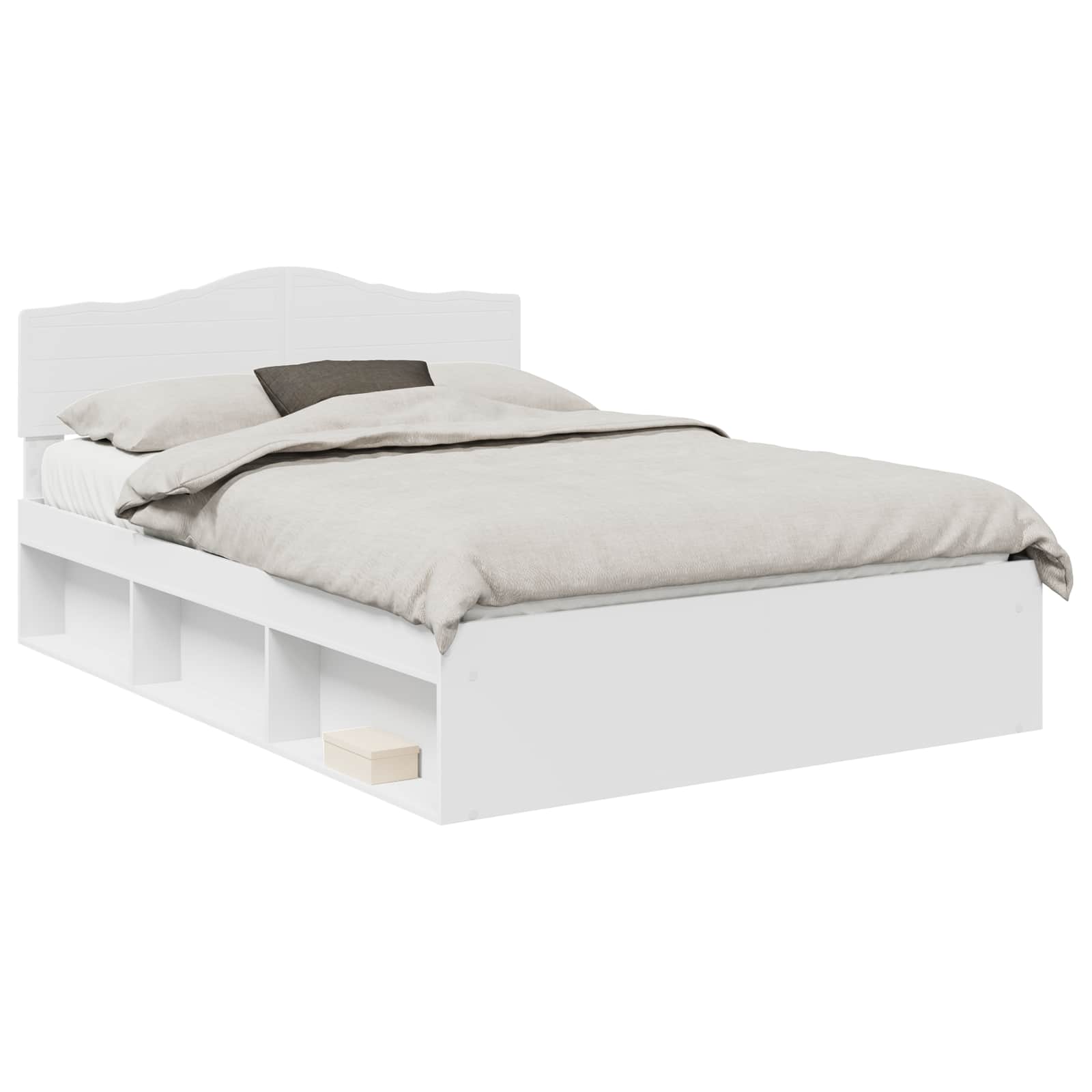 Bedframe met hoofdeinde Wit 140 x 190 cm Massief grenenhout is nu te koop bij PeponiXL, paradijselijk wonen!