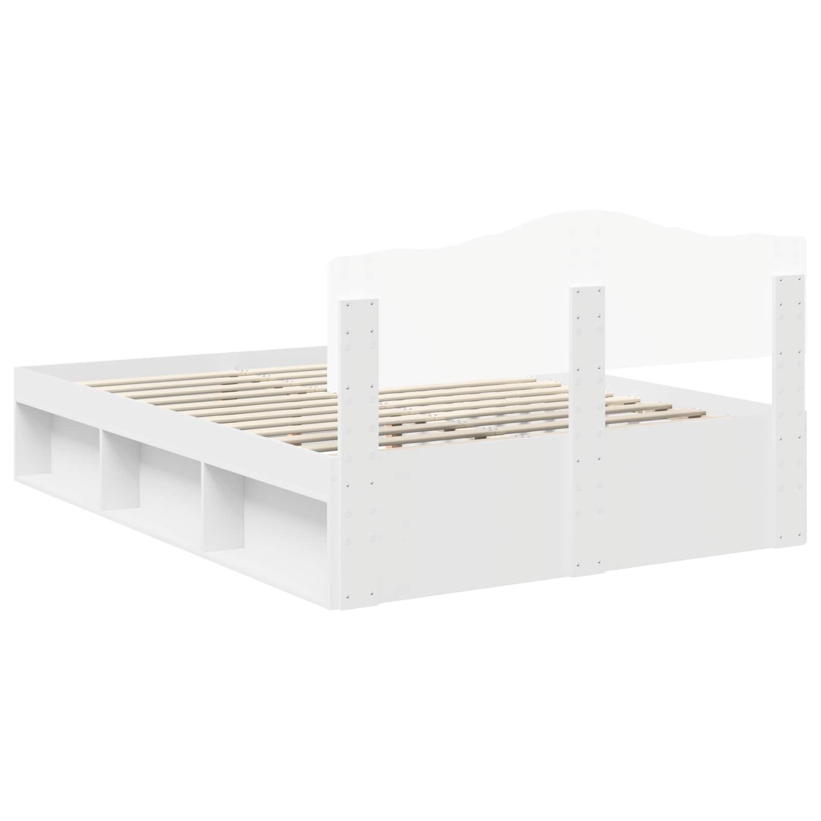Bedframe met hoofdeinde Wit 140 x 190 cm Massief grenenhout is nu te koop bij PeponiXL, paradijselijk wonen!