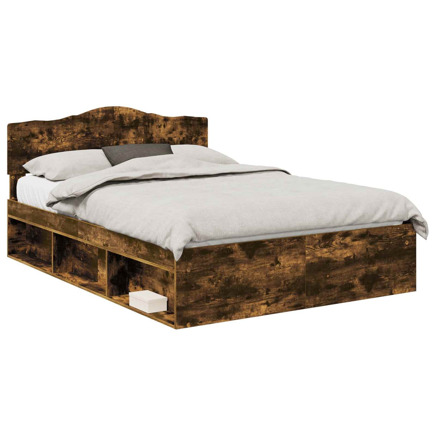 Bedframe Gerookt eiken 140 x 190 cm Massief grenenhout is nu te koop bij PeponiXL, paradijselijk wonen!