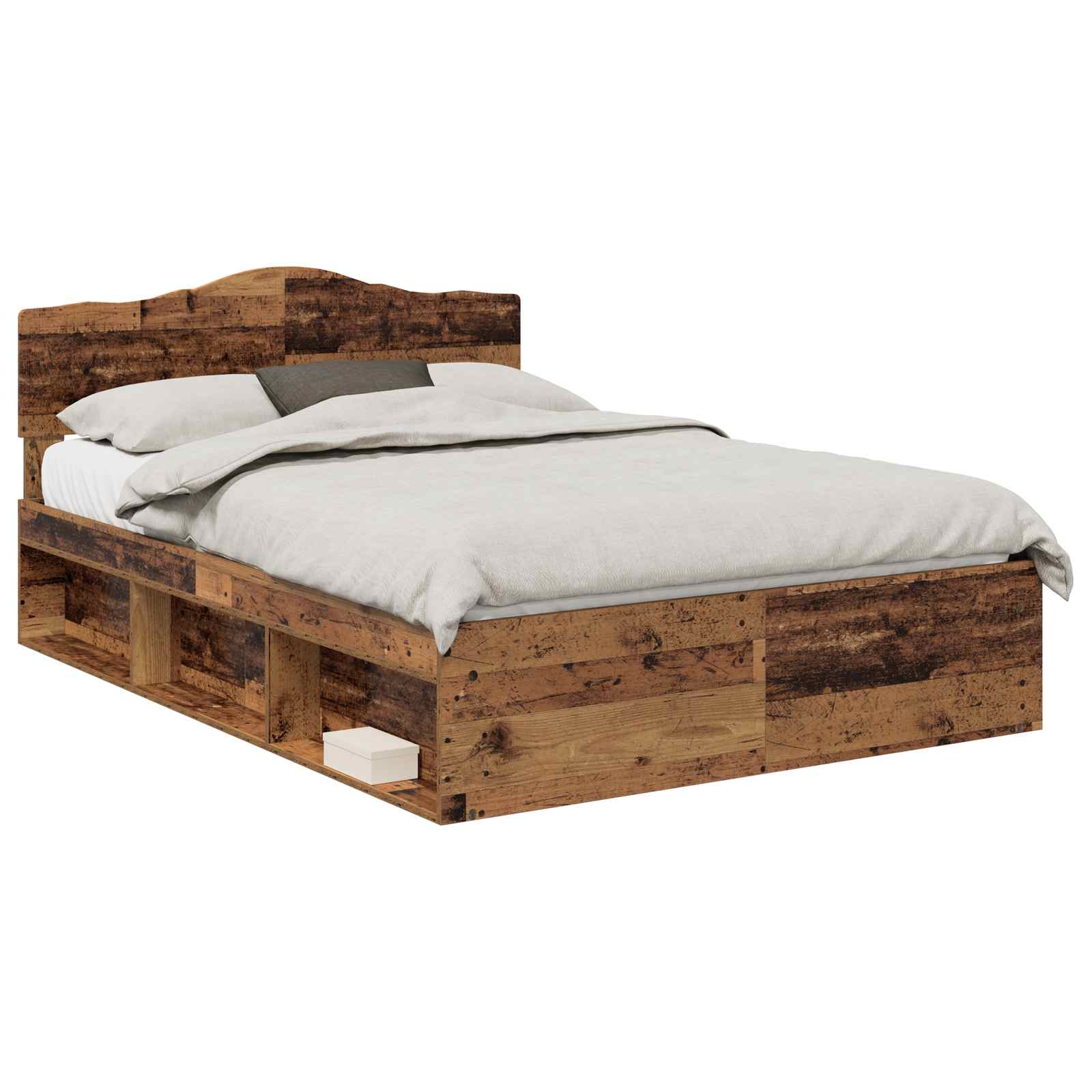 Bedframe met hoofdeinde Oudhout 140 x 190 cm Massief grenenhout is nu te koop bij PeponiXL, paradijselijk wonen!