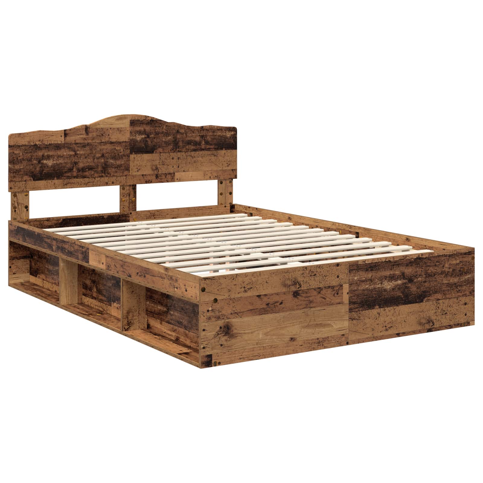 Bedframe met hoofdeinde Oudhout 140 x 190 cm Massief grenenhout is nu te koop bij PeponiXL, paradijselijk wonen!
