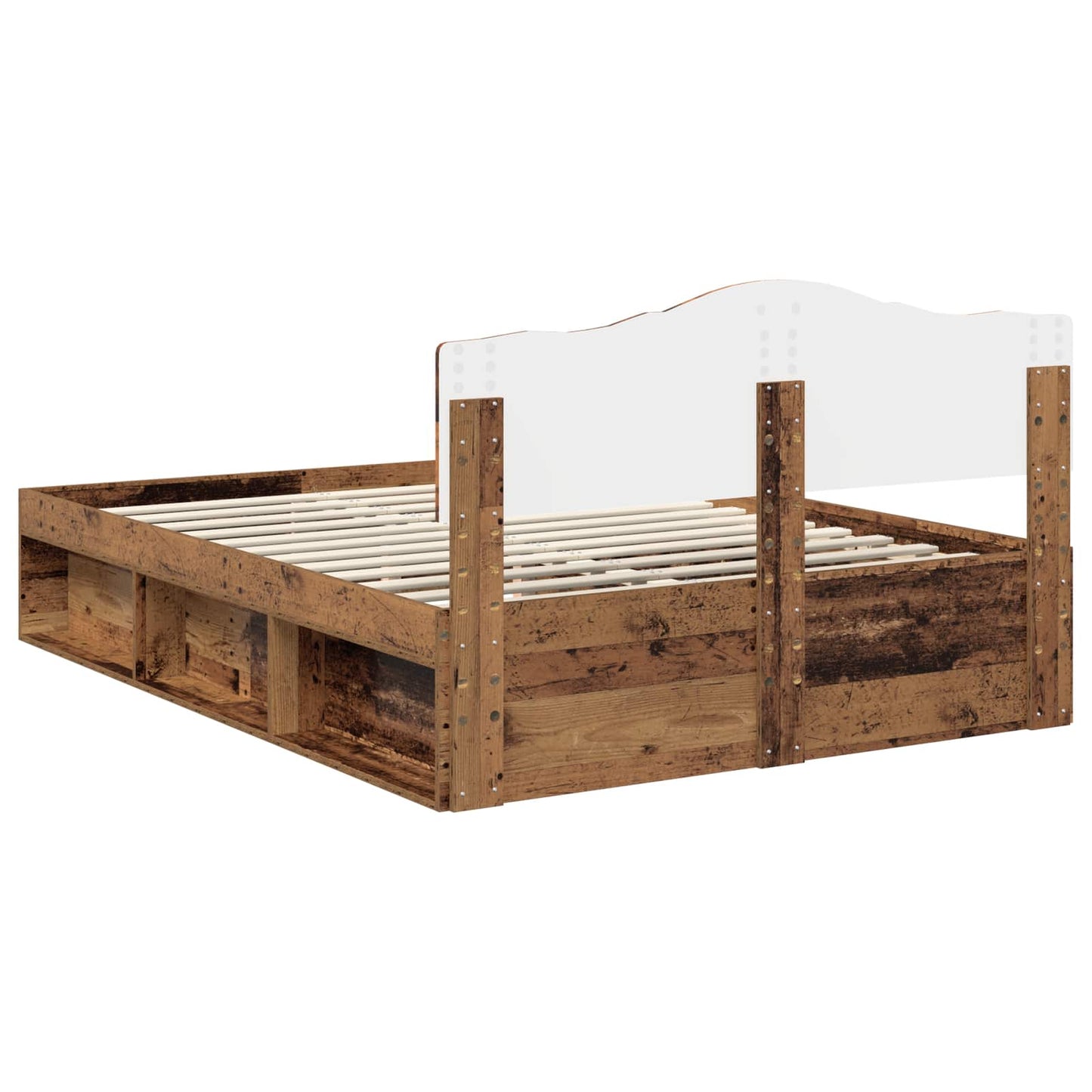 Bedframe met hoofdeinde Oudhout 140 x 190 cm Massief grenenhout is nu te koop bij PeponiXL, paradijselijk wonen!