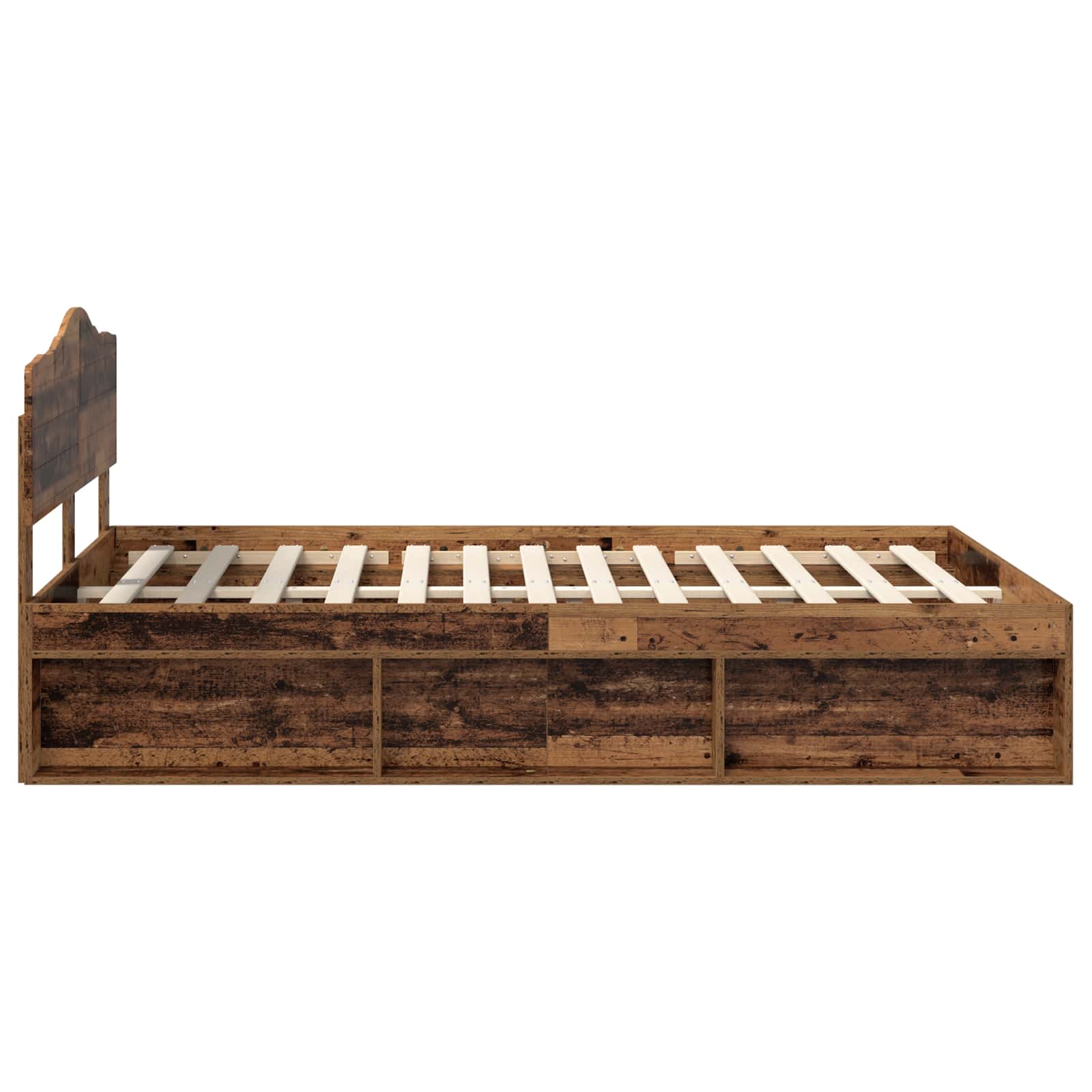 Bedframe met hoofdeinde Oudhout 140 x 190 cm Massief grenenhout is nu te koop bij PeponiXL, paradijselijk wonen!
