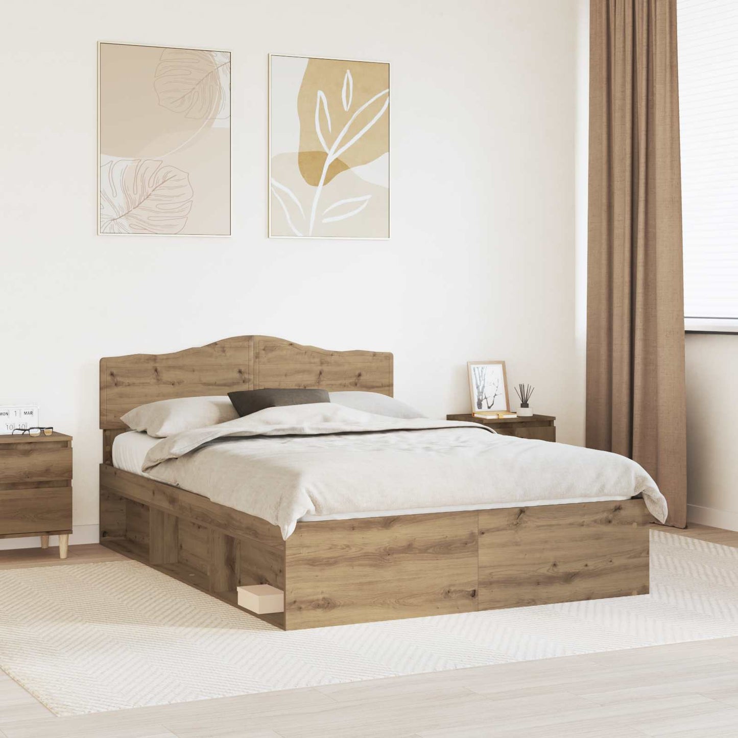 Bedframe Ambachtelijk eiken 140 x 190 cm Massief grenenhout is nu te koop bij PeponiXL, paradijselijk wonen!