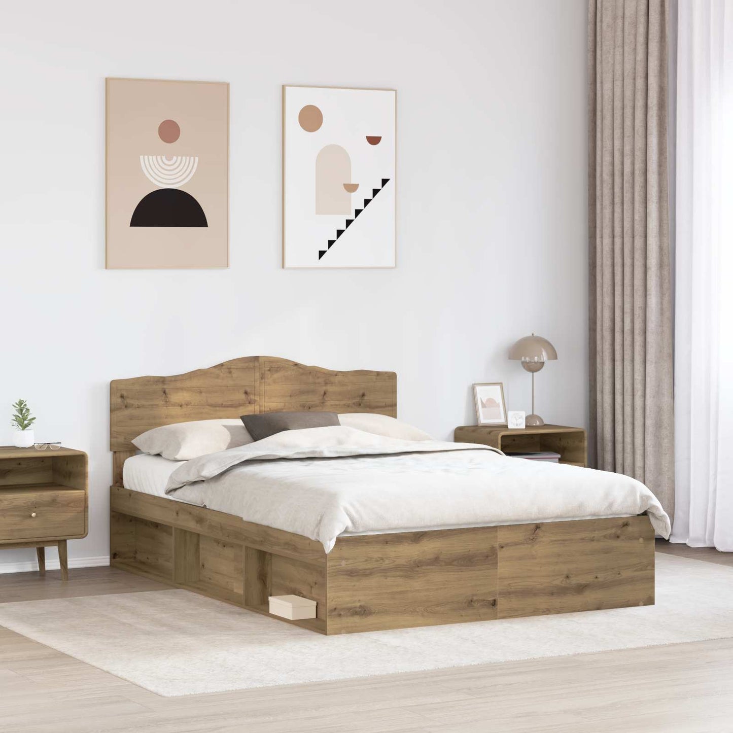 Bedframe Ambachtelijk eiken 140 x 190 cm Massief grenenhout is nu te koop bij PeponiXL, paradijselijk wonen!