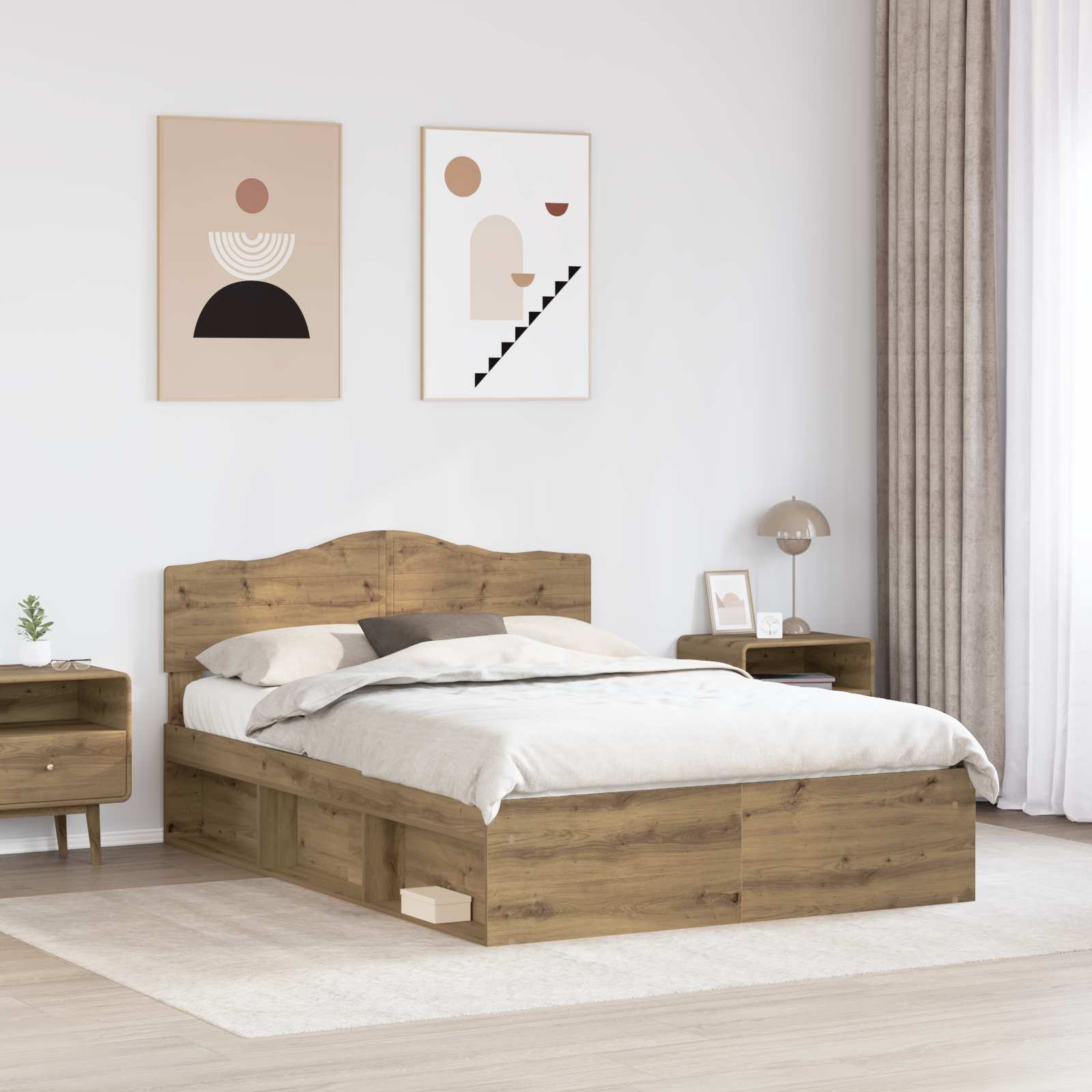 Bedframe Ambachtelijk eiken 140 x 190 cm Massief grenenhout is nu te koop bij PeponiXL, paradijselijk wonen!