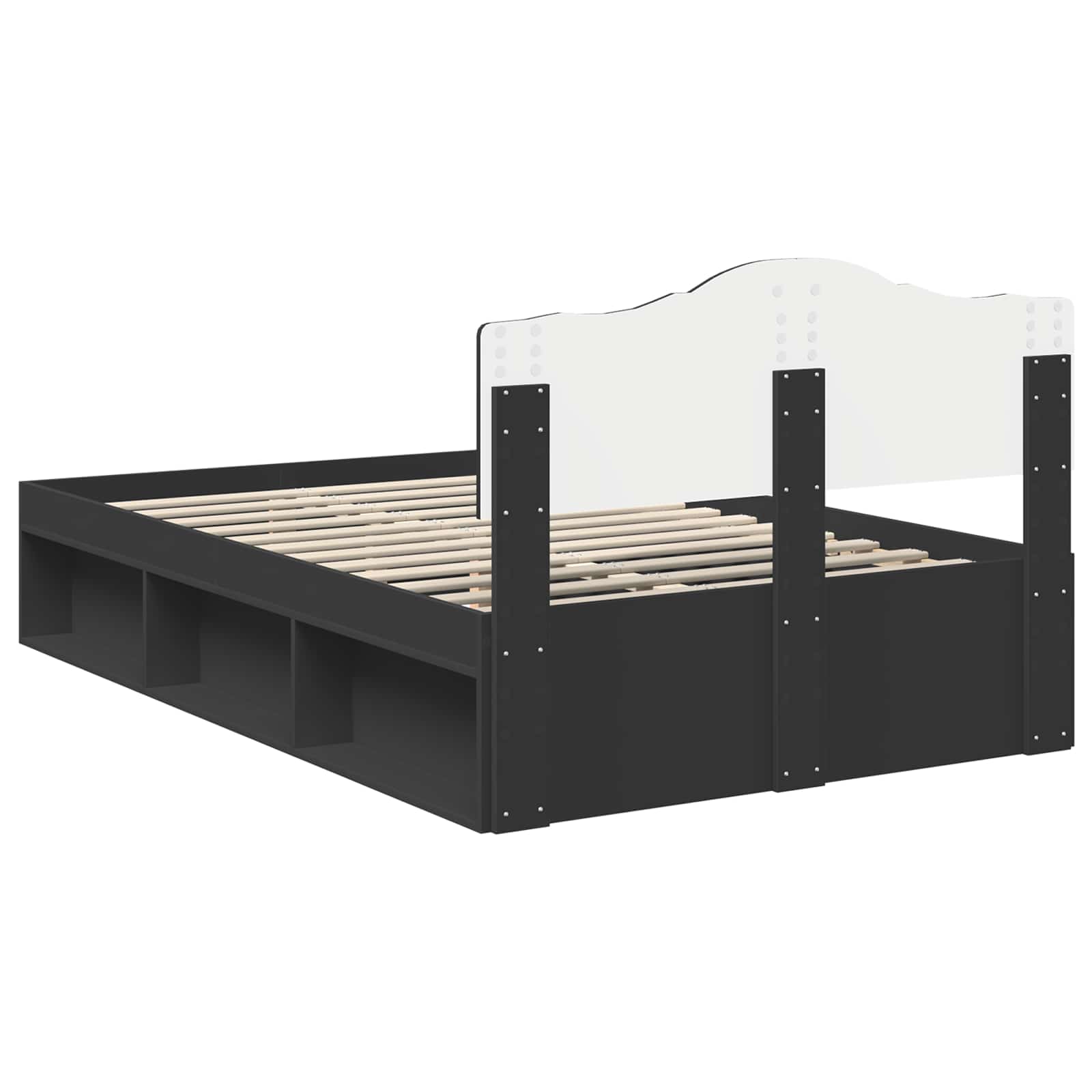 Bedframe met hoofdeinde Zwart 135 x 190 cm Massief grenenhout is nu te koop bij PeponiXL, paradijselijk wonen!