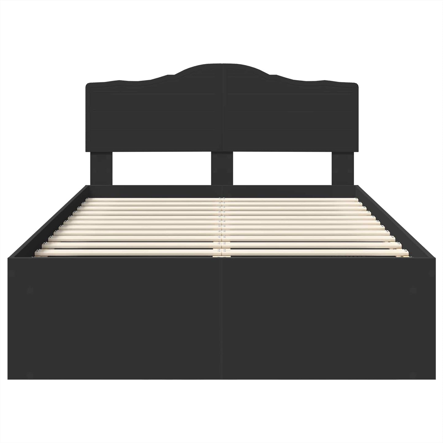 Bedframe met hoofdeinde Zwart 135 x 190 cm Massief grenenhout is nu te koop bij PeponiXL, paradijselijk wonen!