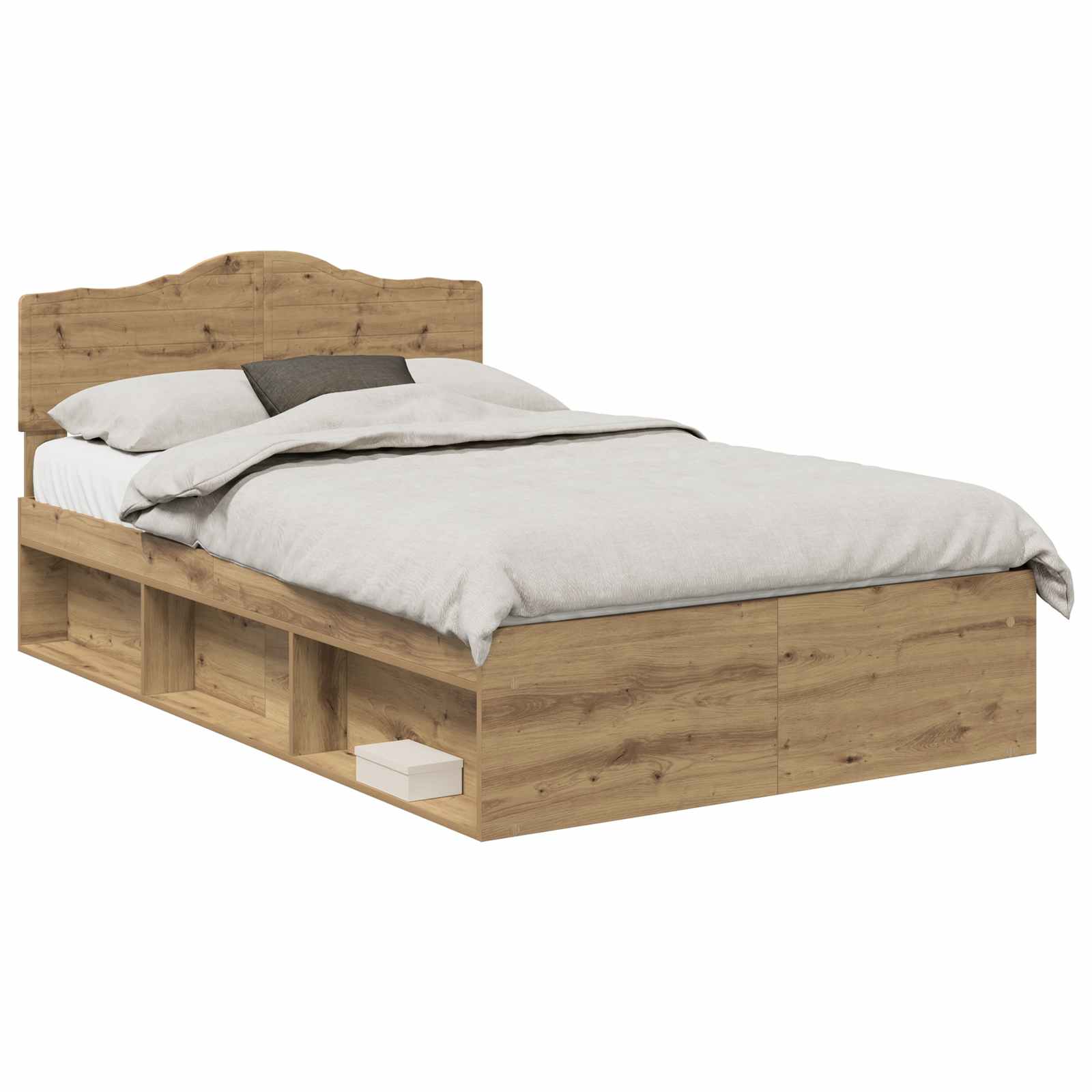 Bedframe Ambachtelijk eiken 135 x 190 cm Massief grenenhout is nu te koop bij PeponiXL, paradijselijk wonen!