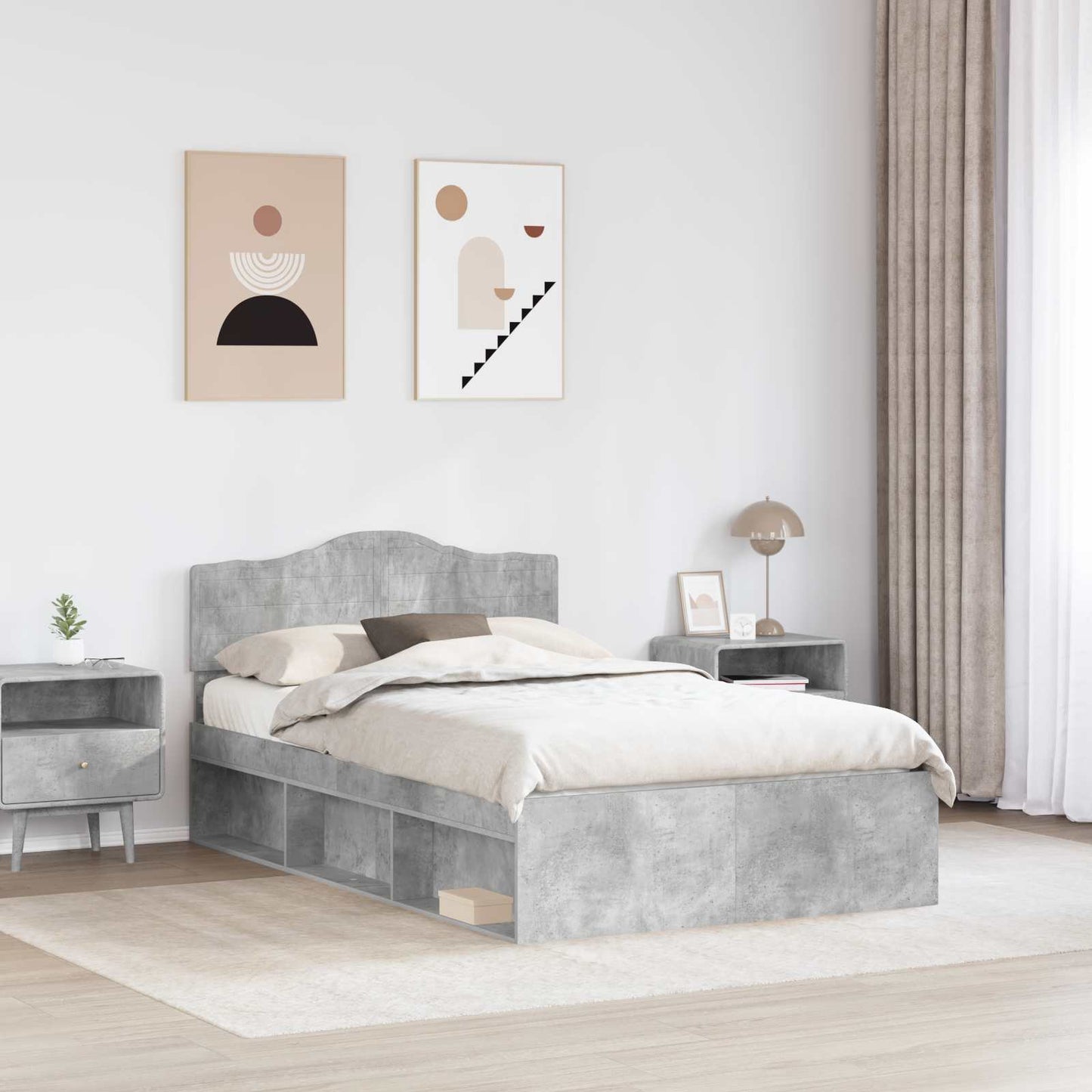 Bedframe met hoofdeinde Beton 120 x 200 cm Massief grenenhout is nu te koop bij PeponiXL, paradijselijk wonen!