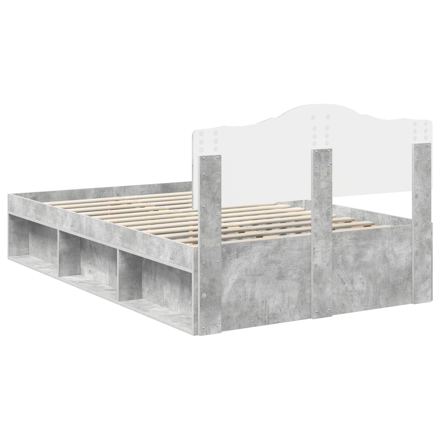 Bedframe met hoofdeinde Beton 120 x 200 cm Massief grenenhout is nu te koop bij PeponiXL, paradijselijk wonen!