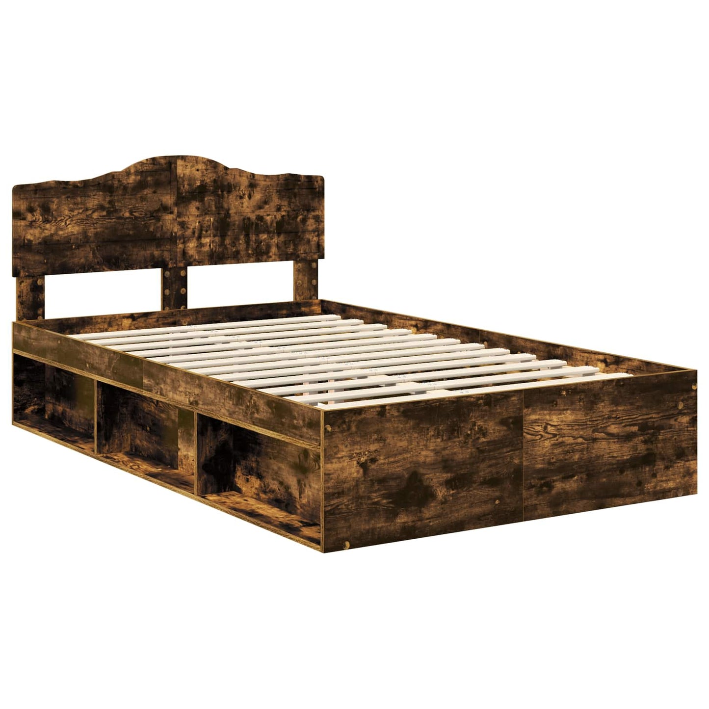 Bedframe Gerookt eiken 120 x 200 cm Massief grenenhout is nu te koop bij PeponiXL, paradijselijk wonen!