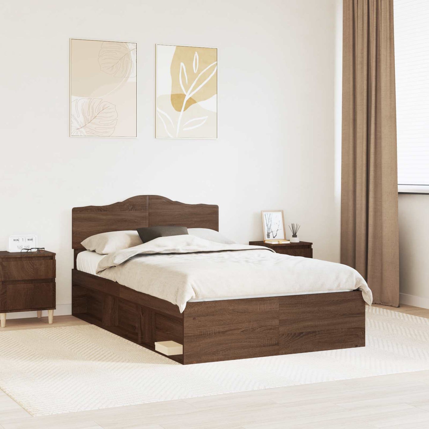 Bedframe Bruin Eiken 120 x 200 cm Massief grenenhout is nu te koop bij PeponiXL, paradijselijk wonen!