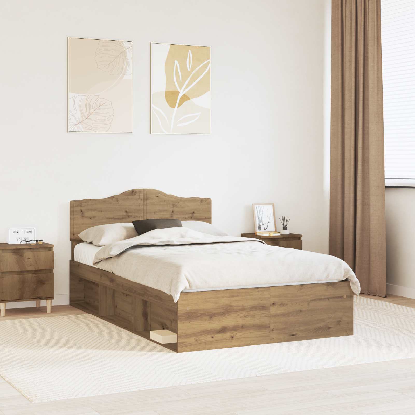 Bedframe Ambachtelijk eiken 120 x 200 cm Massief grenenhout is nu te koop bij PeponiXL, paradijselijk wonen!