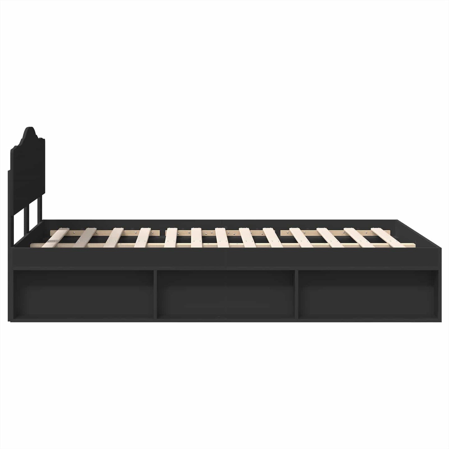 Bedframe met hoofdeinde Zwart 120 x 190 cm Massief grenenhout is nu te koop bij PeponiXL, paradijselijk wonen!