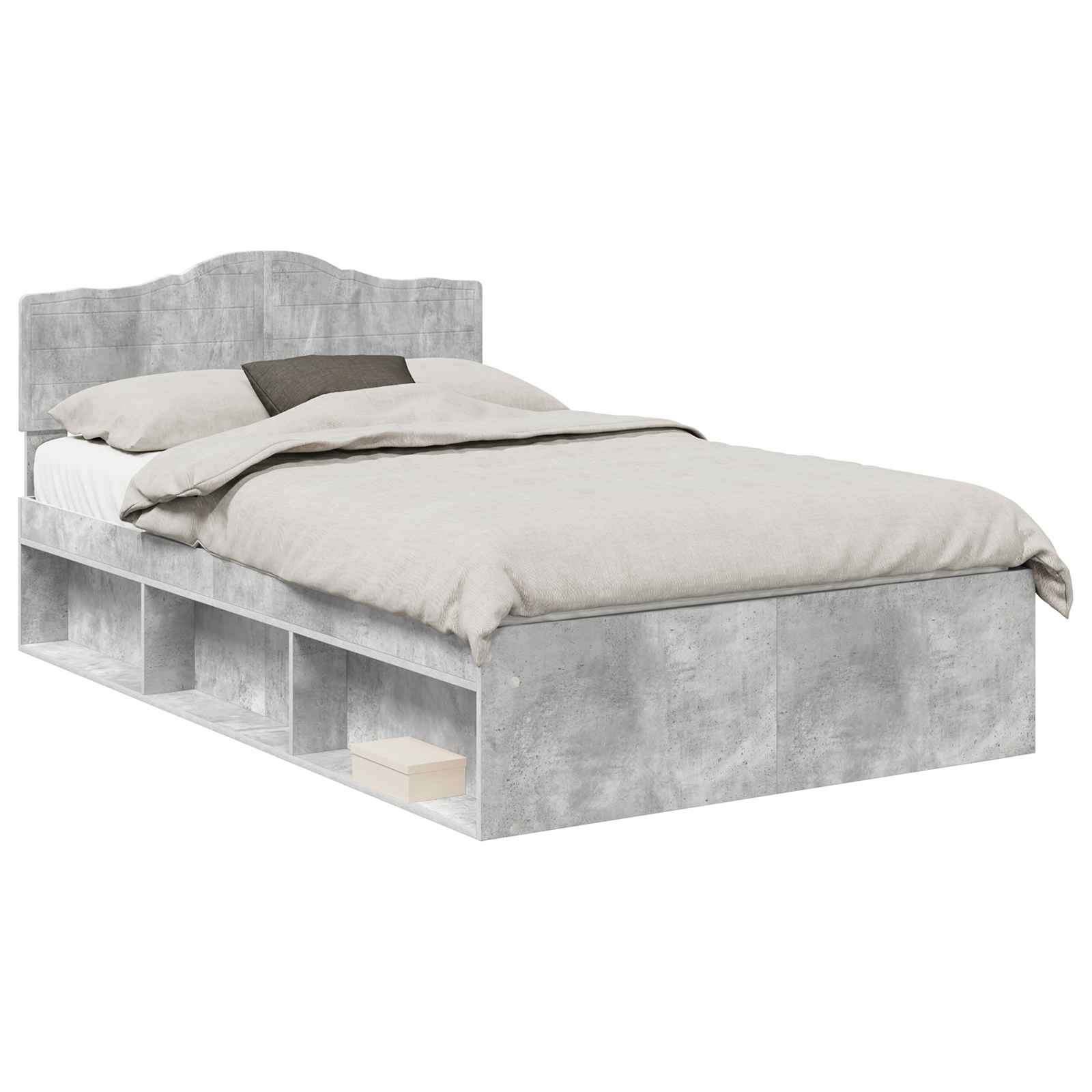 Bedframe met hoofdeinde Beton 120 x 190 cm Massief grenenhout is nu te koop bij PeponiXL, paradijselijk wonen!