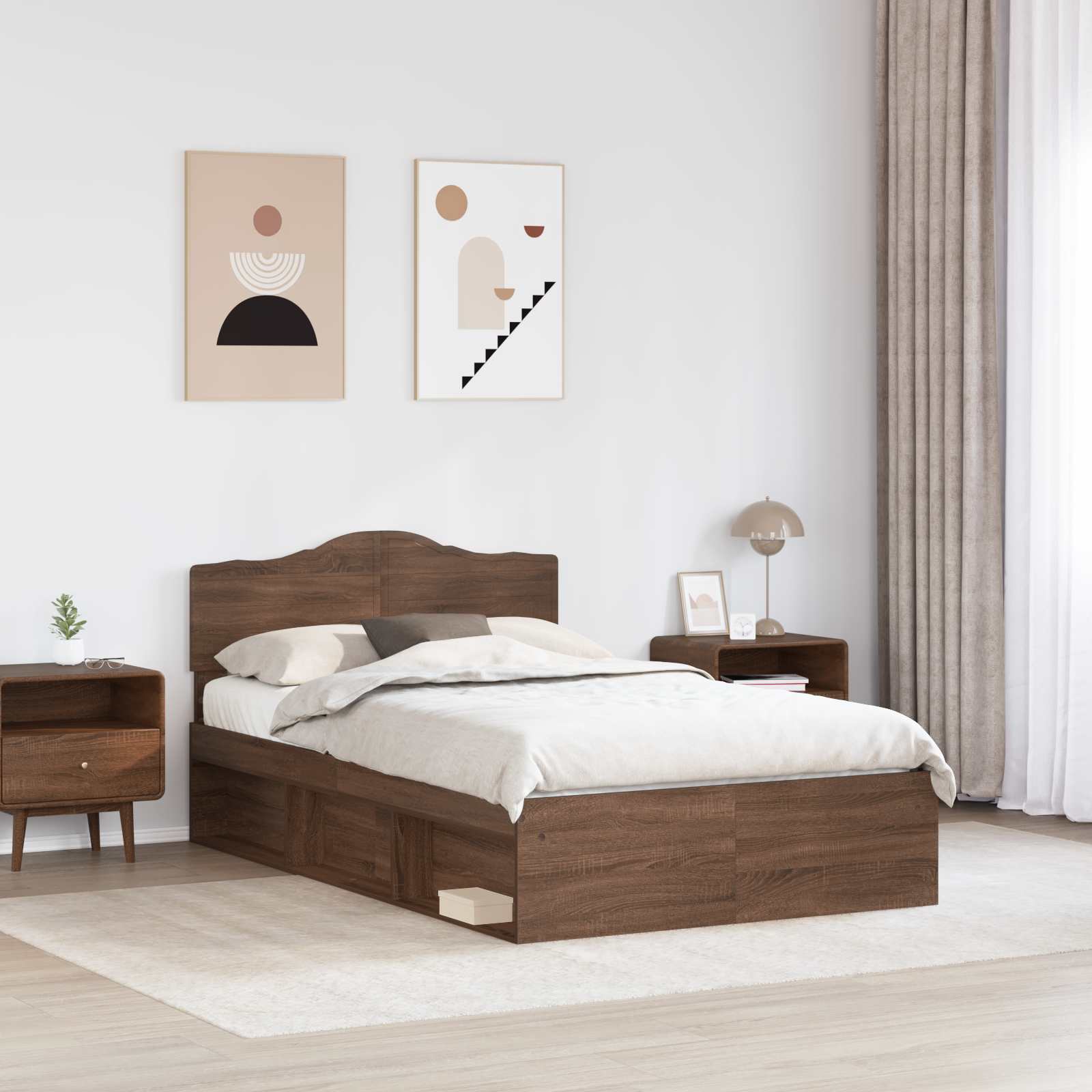 Bedframe Bruin Eiken 120 x 190 cm Massief grenenhout is nu te koop bij PeponiXL, paradijselijk wonen!