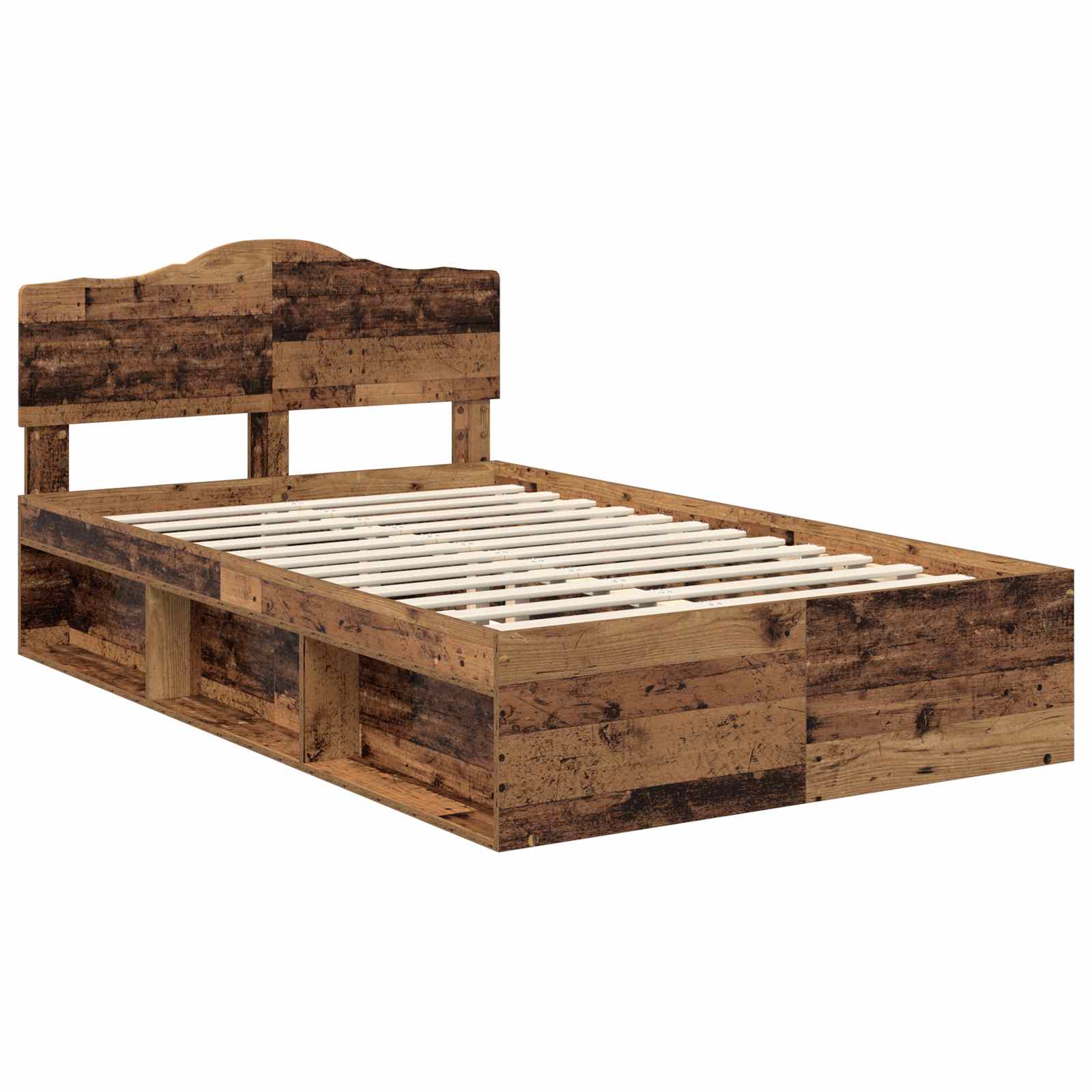 Bedframe met hoofdeinde Oudhout 120 x 190 cm Massief grenenhout is nu te koop bij PeponiXL, paradijselijk wonen!