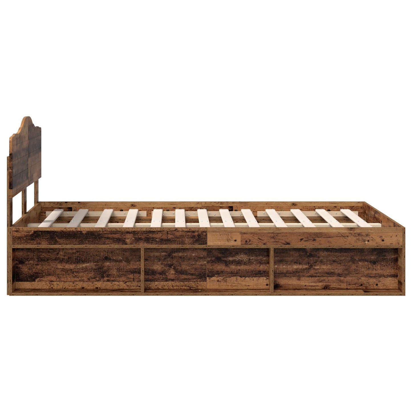 Bedframe met hoofdeinde Oudhout 120 x 190 cm Massief grenenhout is nu te koop bij PeponiXL, paradijselijk wonen!