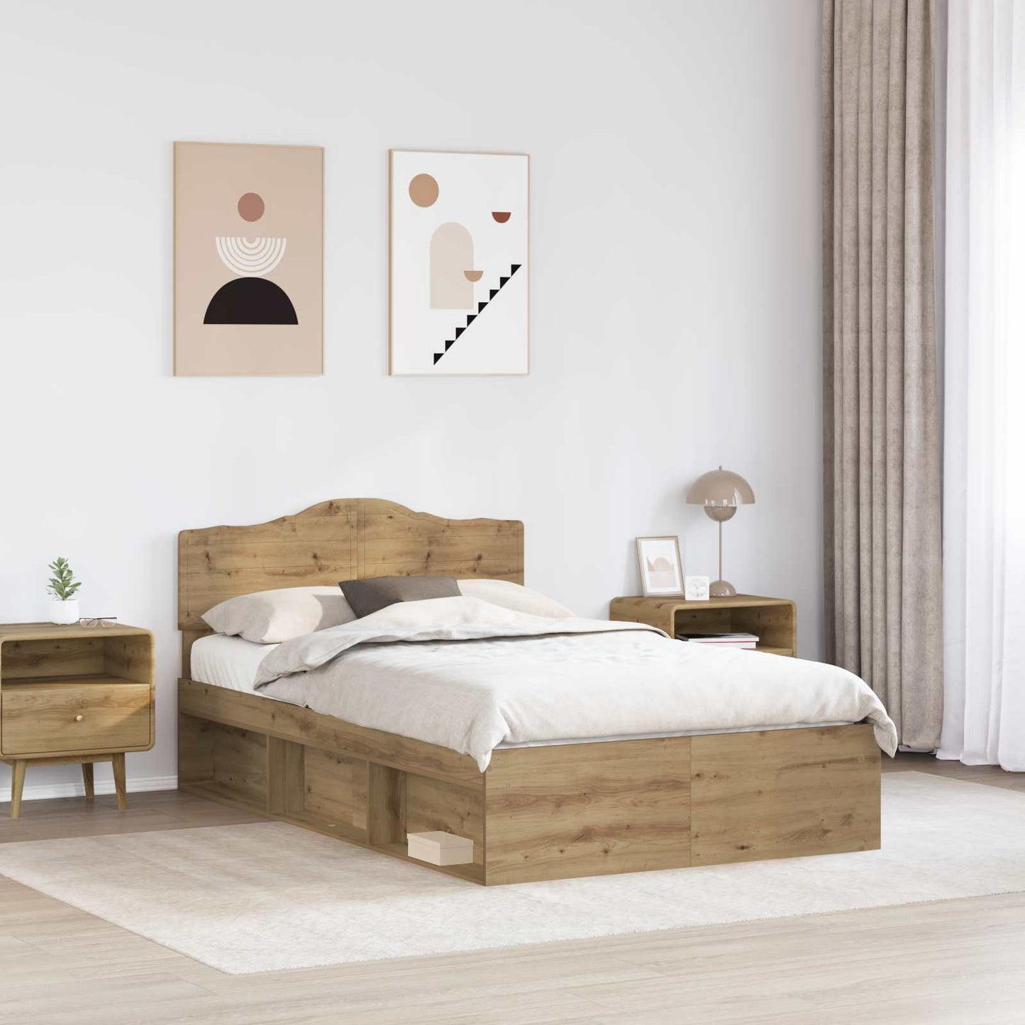 Bedframe Ambachtelijk eiken 120 x 190 cm Massief grenenhout is nu te koop bij PeponiXL, paradijselijk wonen!