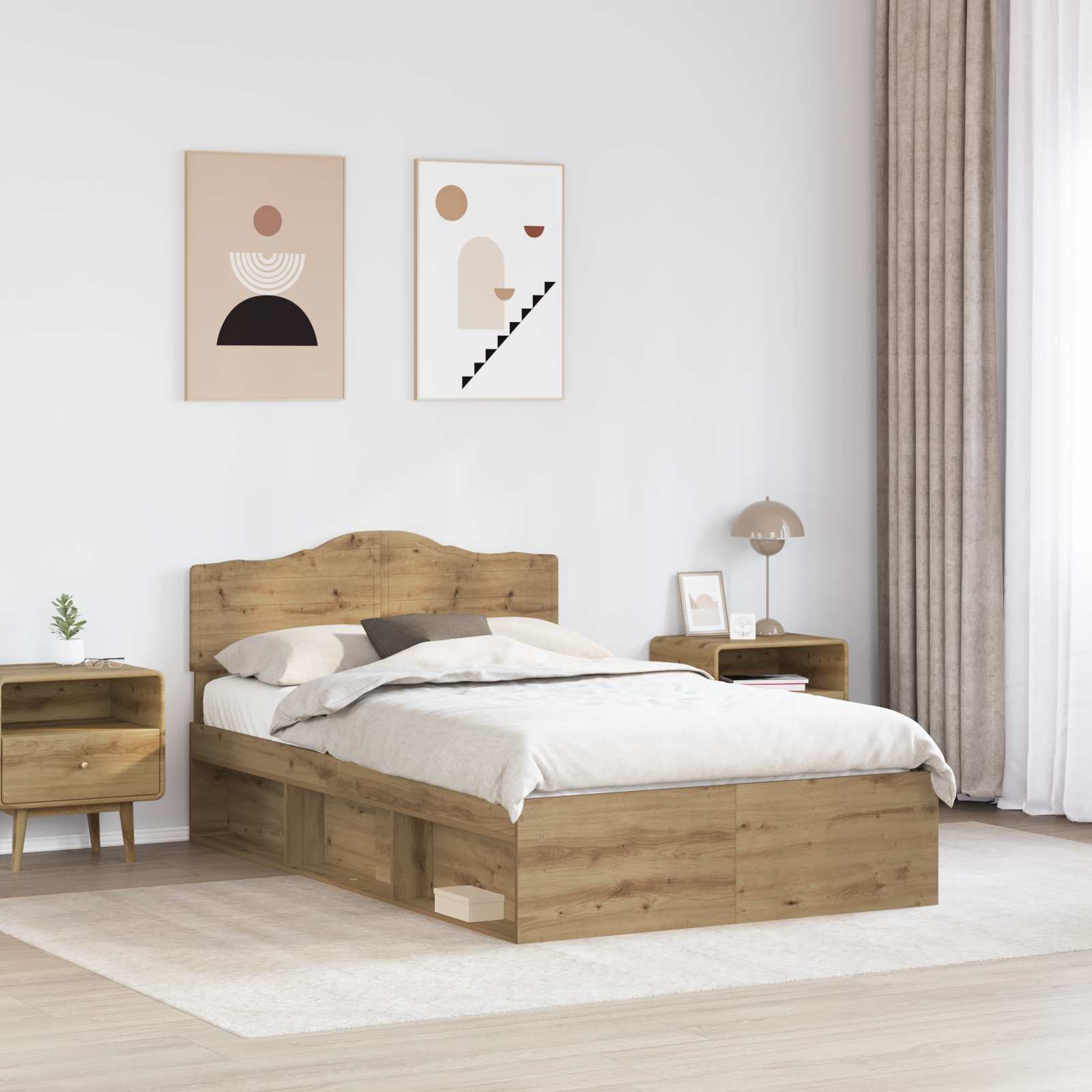 Bedframe Ambachtelijk eiken 120 x 190 cm Massief grenenhout is nu te koop bij PeponiXL, paradijselijk wonen!