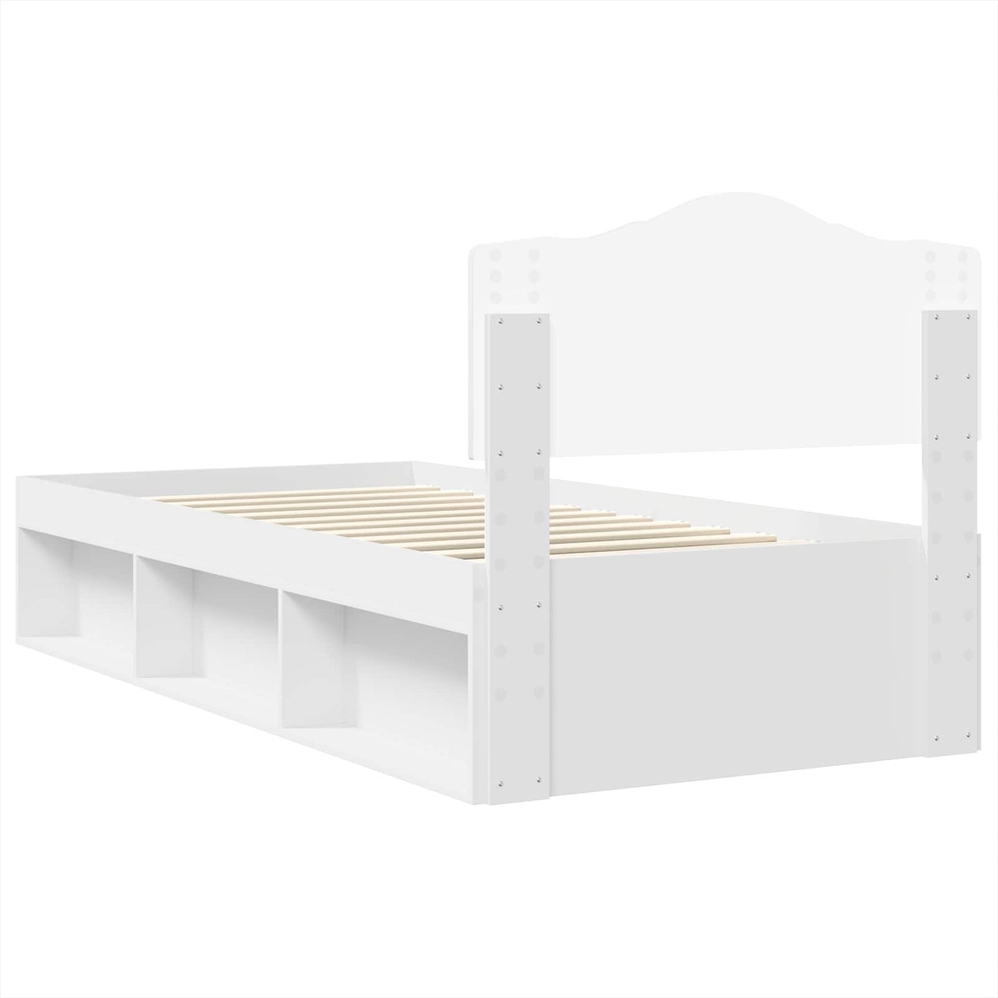 Bedframe met hoofdeinde Wit 100 x 200 cm Massief grenenhout is nu te koop bij PeponiXL, paradijselijk wonen!