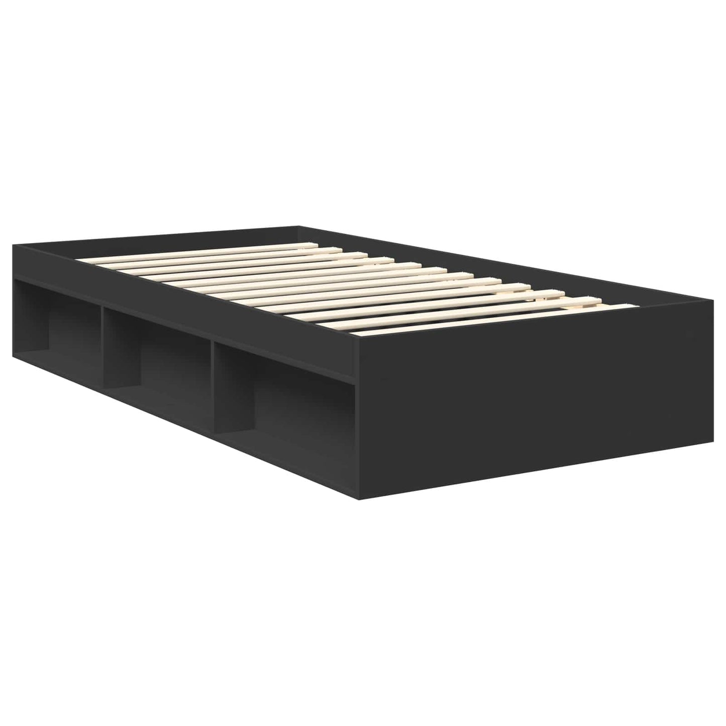 Bedframe met hoofdeinde Zwart 100 x 200 cm Massief grenenhout is nu te koop bij PeponiXL, paradijselijk wonen!
