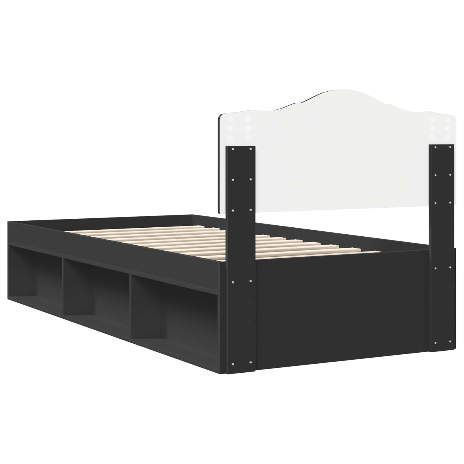 Bedframe met hoofdeinde Zwart 100 x 200 cm Massief grenenhout is nu te koop bij PeponiXL, paradijselijk wonen!