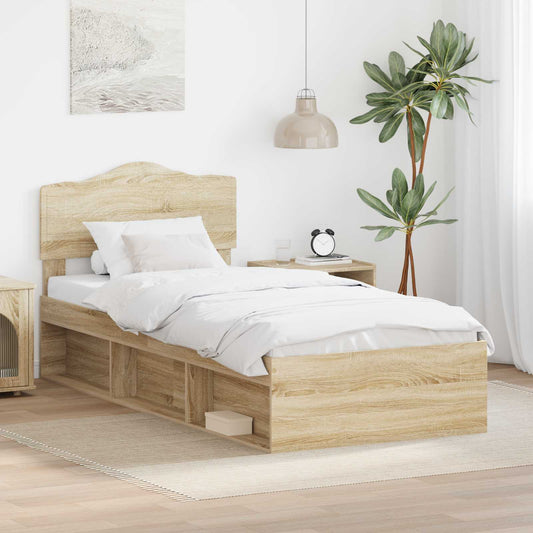 Bedframe met hoofdeinde Sonoma 100 x 200 cm Massief grenenhout is nu te koop bij PeponiXL, paradijselijk wonen!