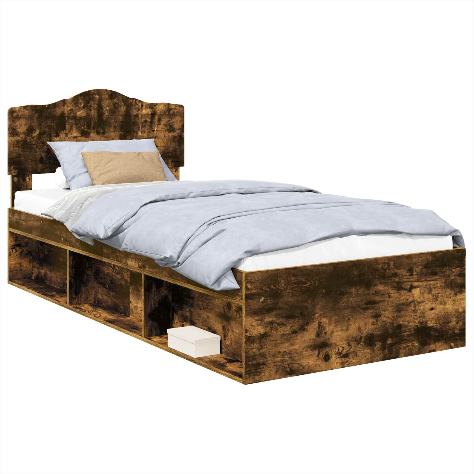 Bedframe Gerookt eiken 100 x 200 cm Massief grenenhout is nu te koop bij PeponiXL, paradijselijk wonen!