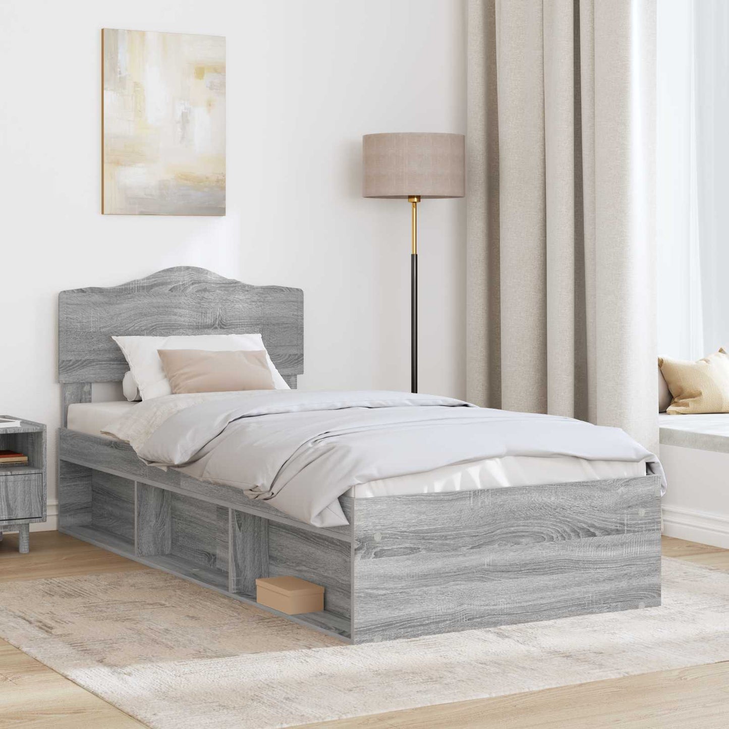 Bedframe Grijs Sonoma 100 x 200 cm Massief grenenhout is nu te koop bij PeponiXL, paradijselijk wonen!
