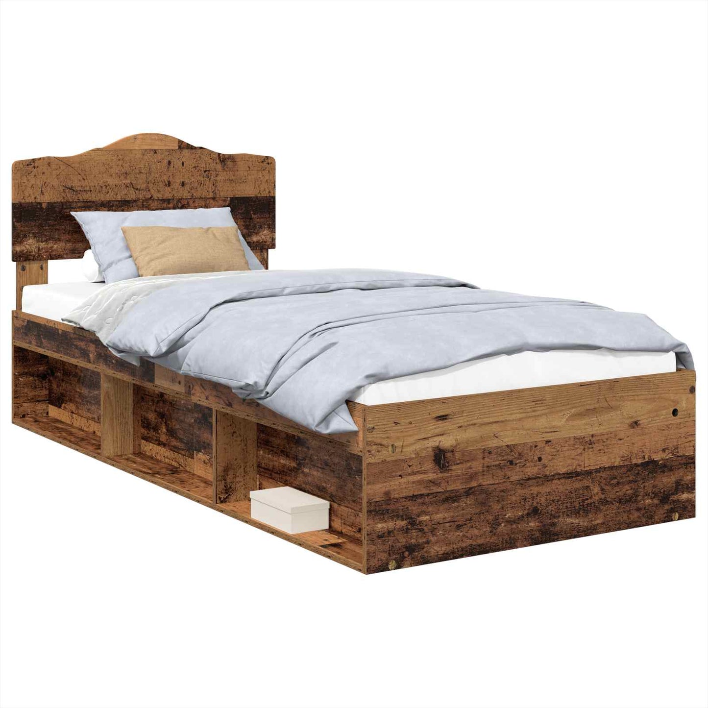 Bedframe met hoofdeinde Oudhout 100 x 200 cm Massief grenenhout is nu te koop bij PeponiXL, paradijselijk wonen!