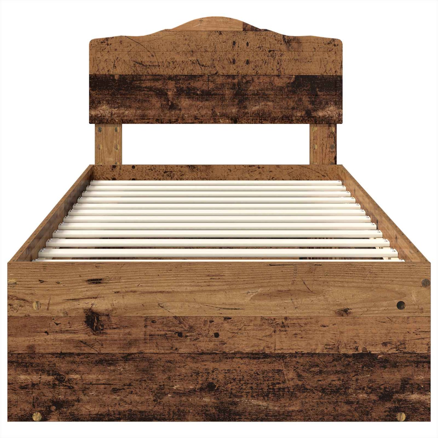 Bedframe met hoofdeinde Oudhout 100 x 200 cm Massief grenenhout is nu te koop bij PeponiXL, paradijselijk wonen!