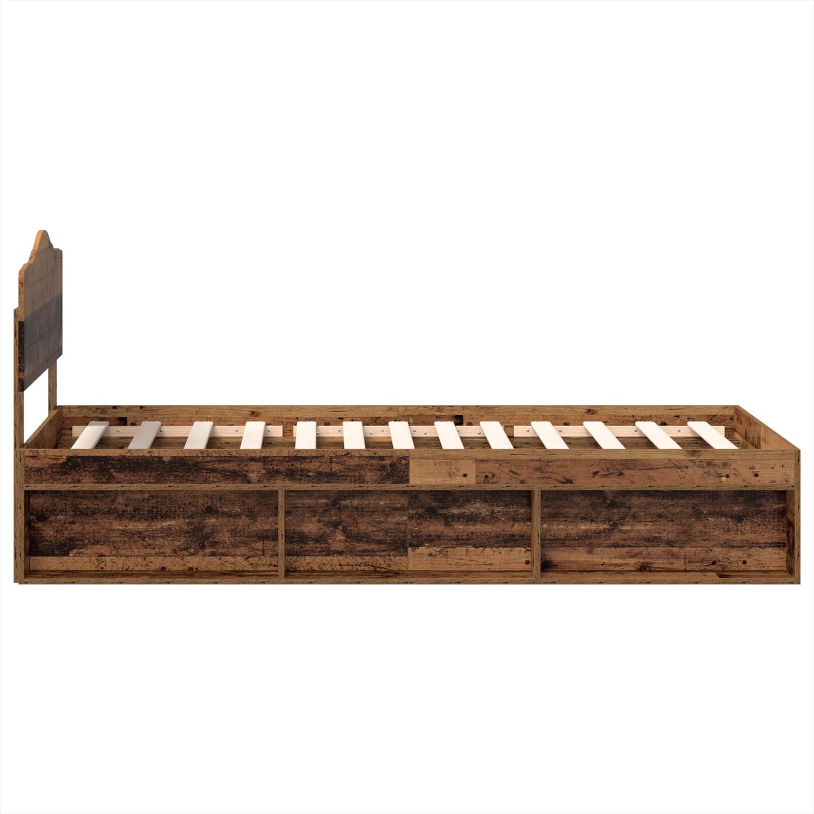 Bedframe met hoofdeinde Oudhout 100 x 200 cm Massief grenenhout is nu te koop bij PeponiXL, paradijselijk wonen!
