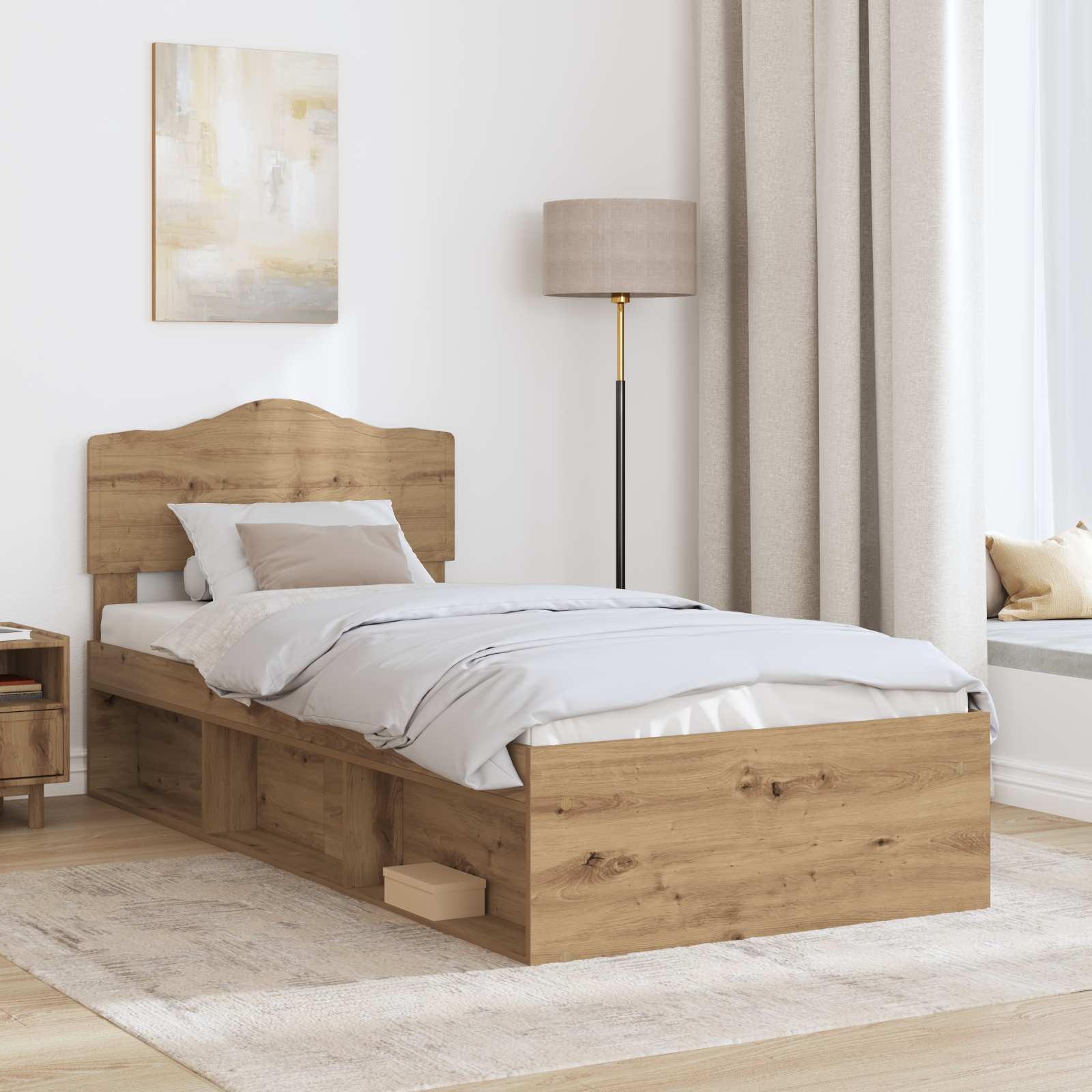Bedframe Ambachtelijk eiken 100 x 200 cm Massief grenenhout is nu te koop bij PeponiXL, paradijselijk wonen!