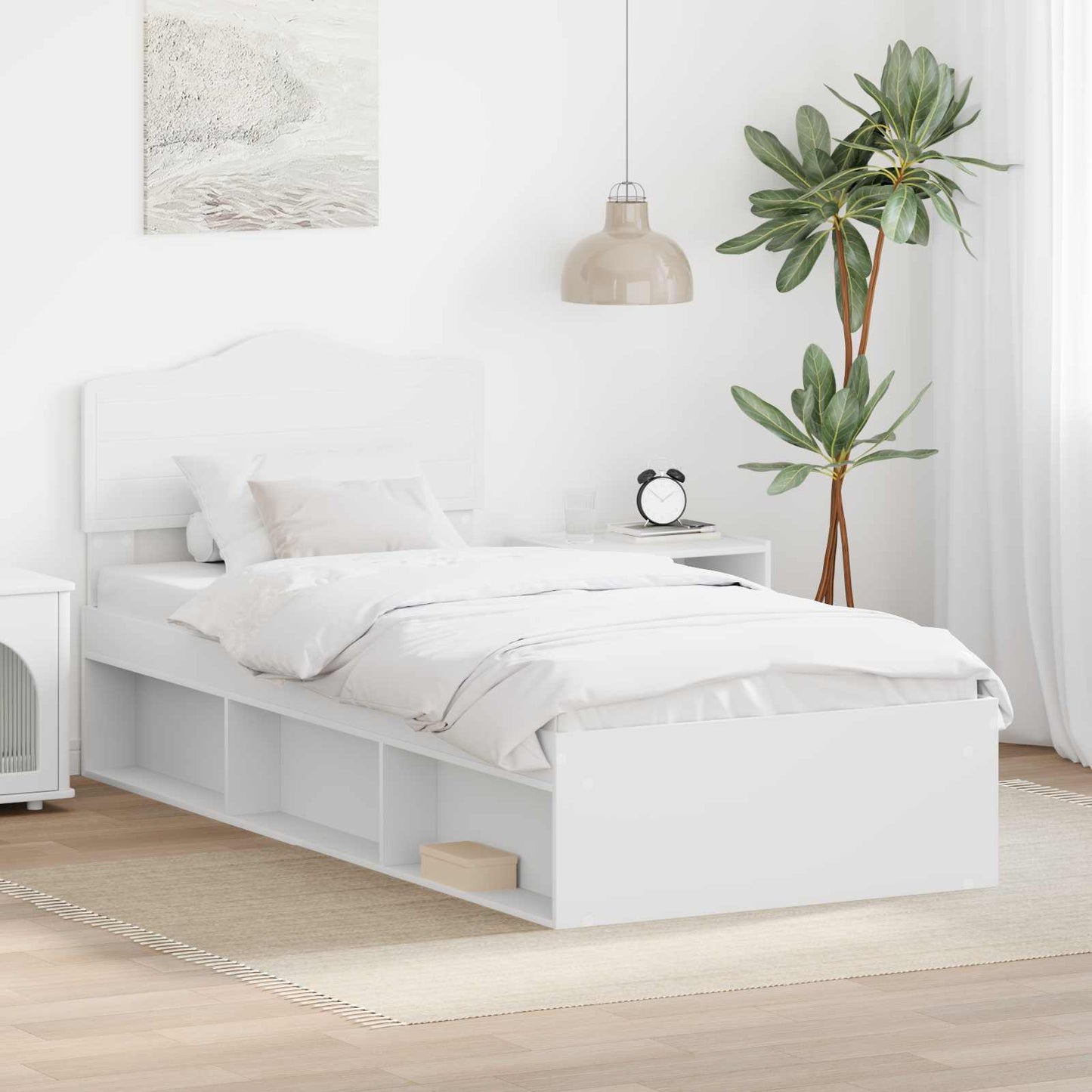 Bedframe met hoofdeinde Wit 90 x 200 cm Massief grenenhout is nu te koop bij PeponiXL, paradijselijk wonen!