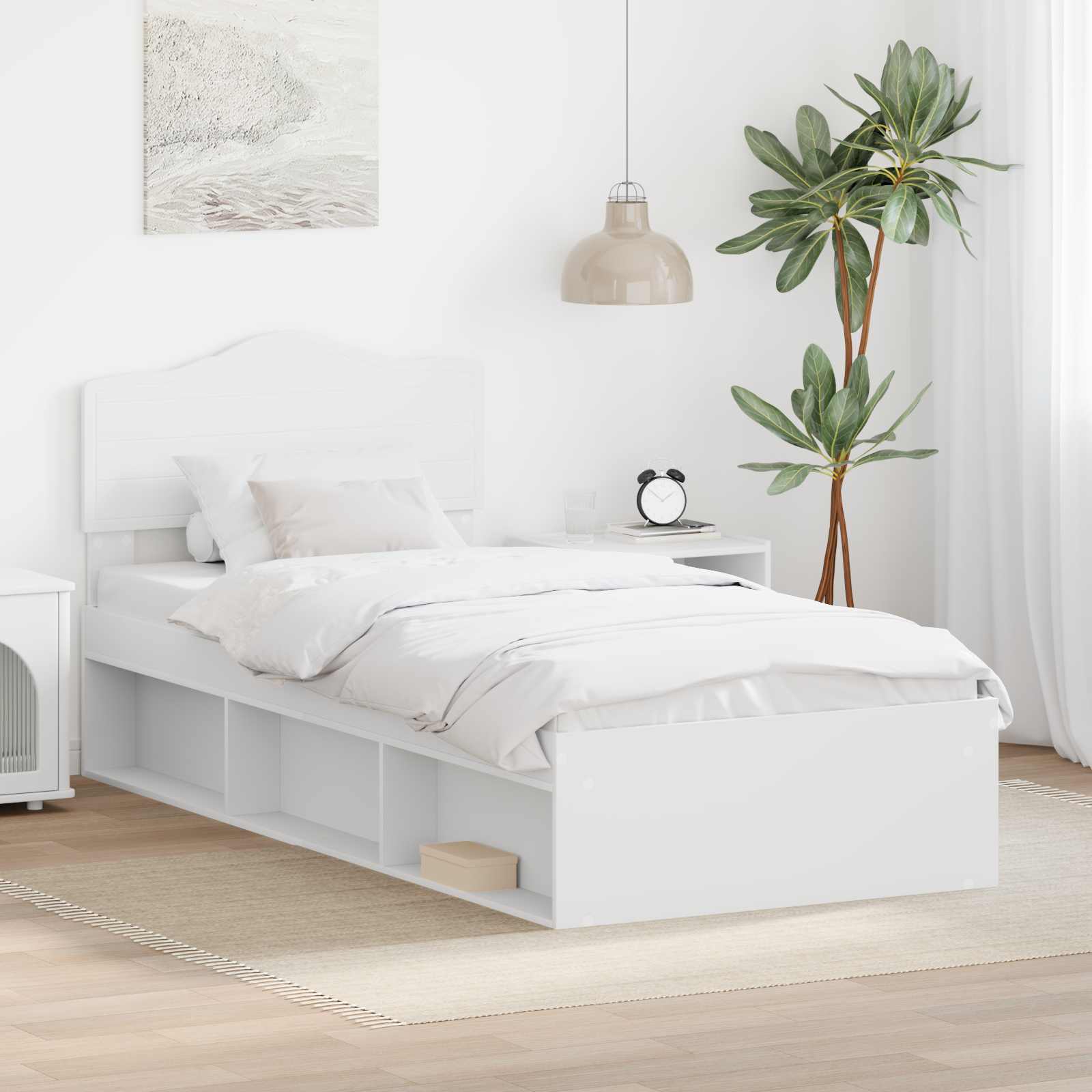 Bedframe met hoofdeinde Wit 90 x 200 cm Massief grenenhout is nu te koop bij PeponiXL, paradijselijk wonen!